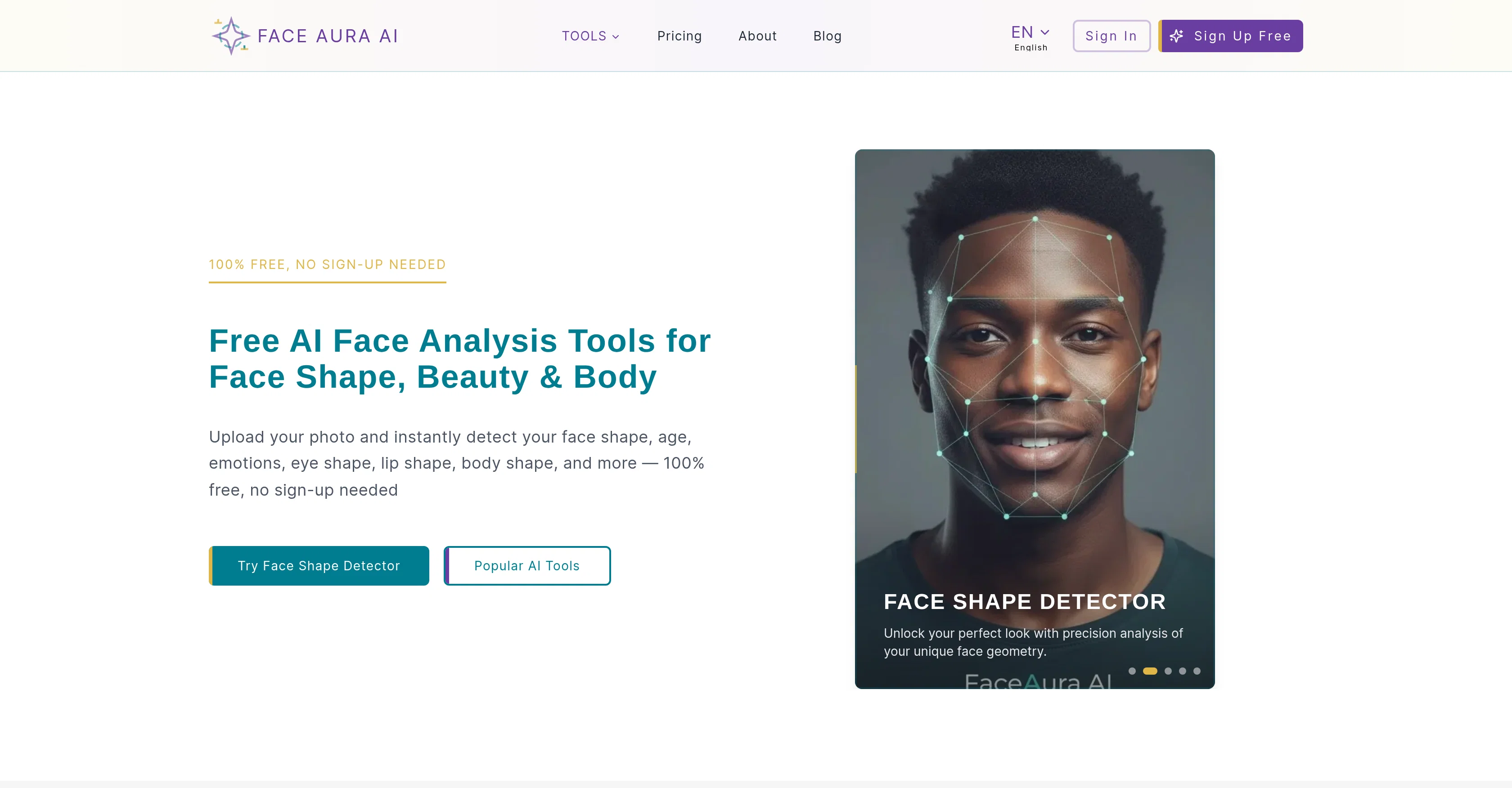 FaceAuraAI website