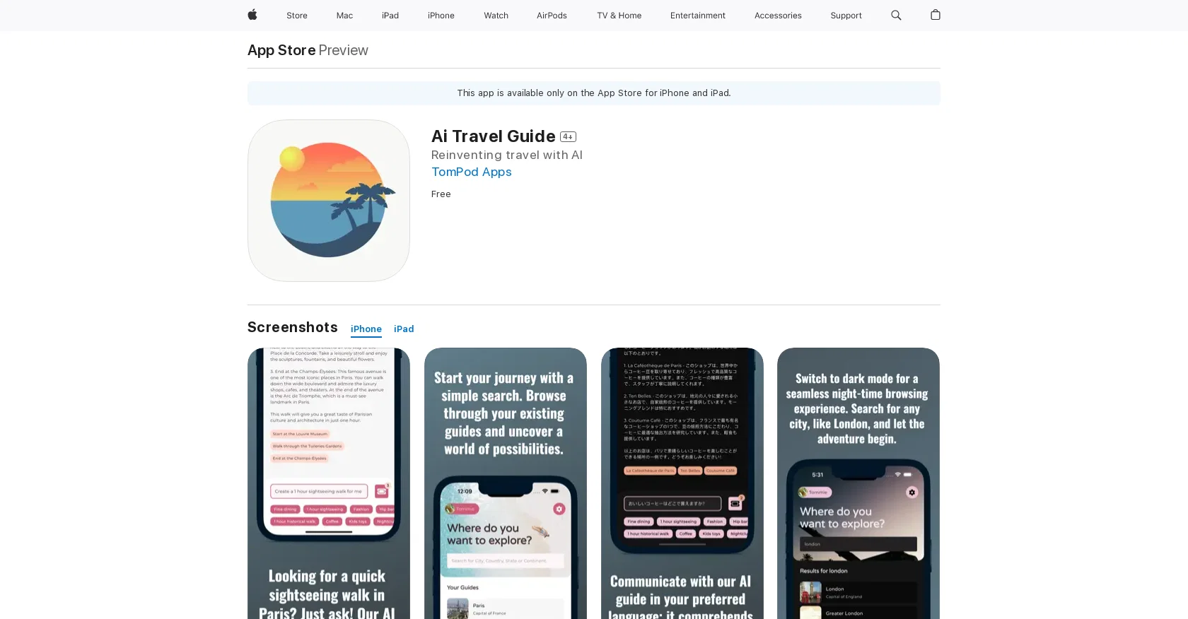 Ai Travel Guide website