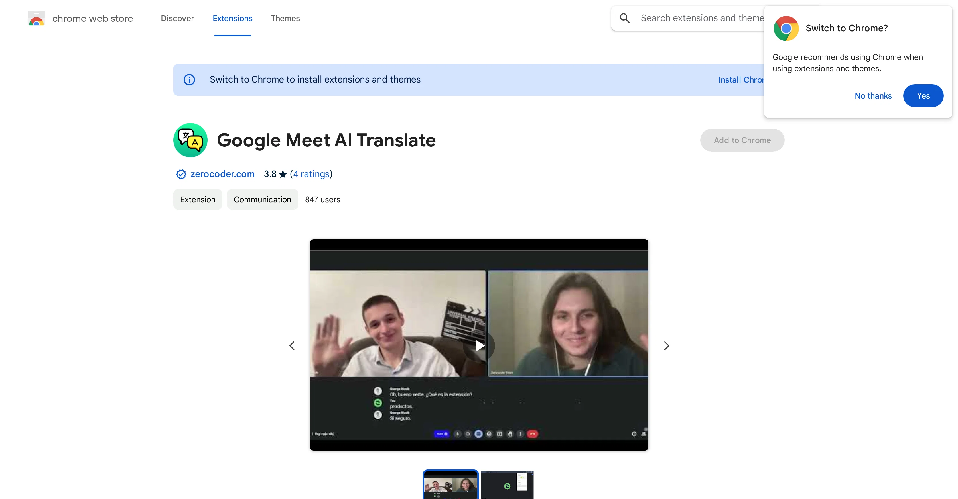 Google Meet AI Translate website