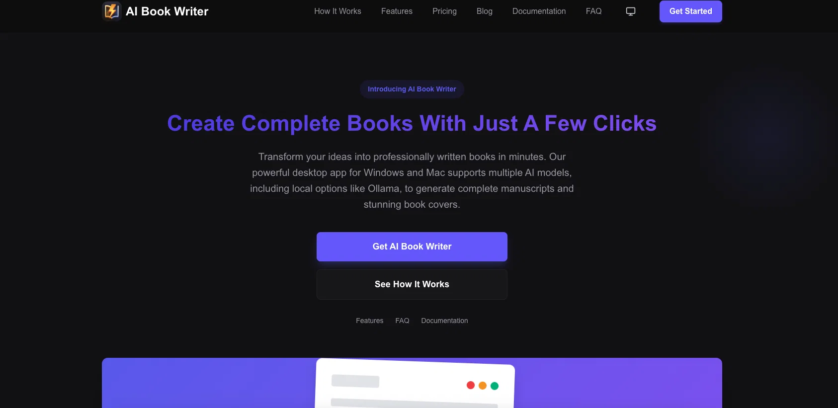 AI Book Writer website