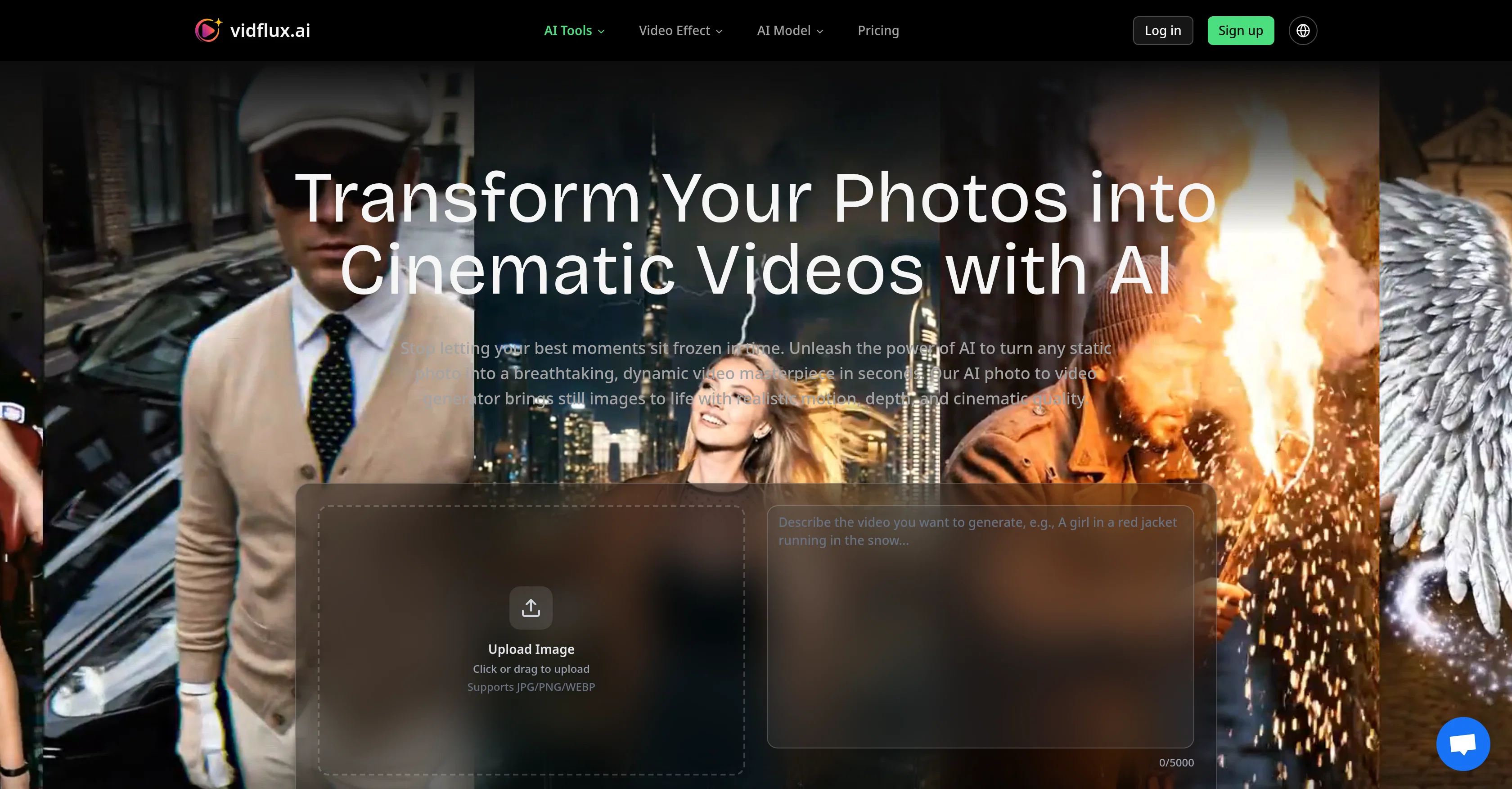 VidFlux - Photo to Video Generator website