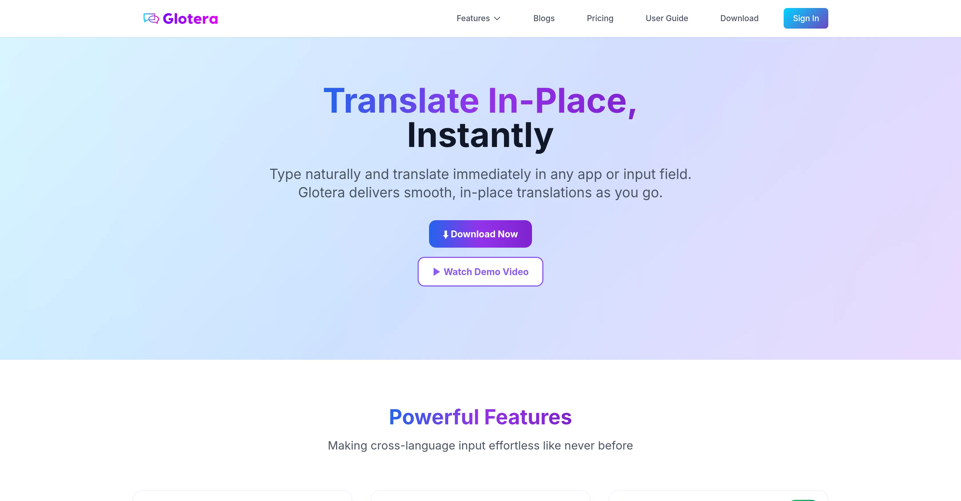 Glotera AI website