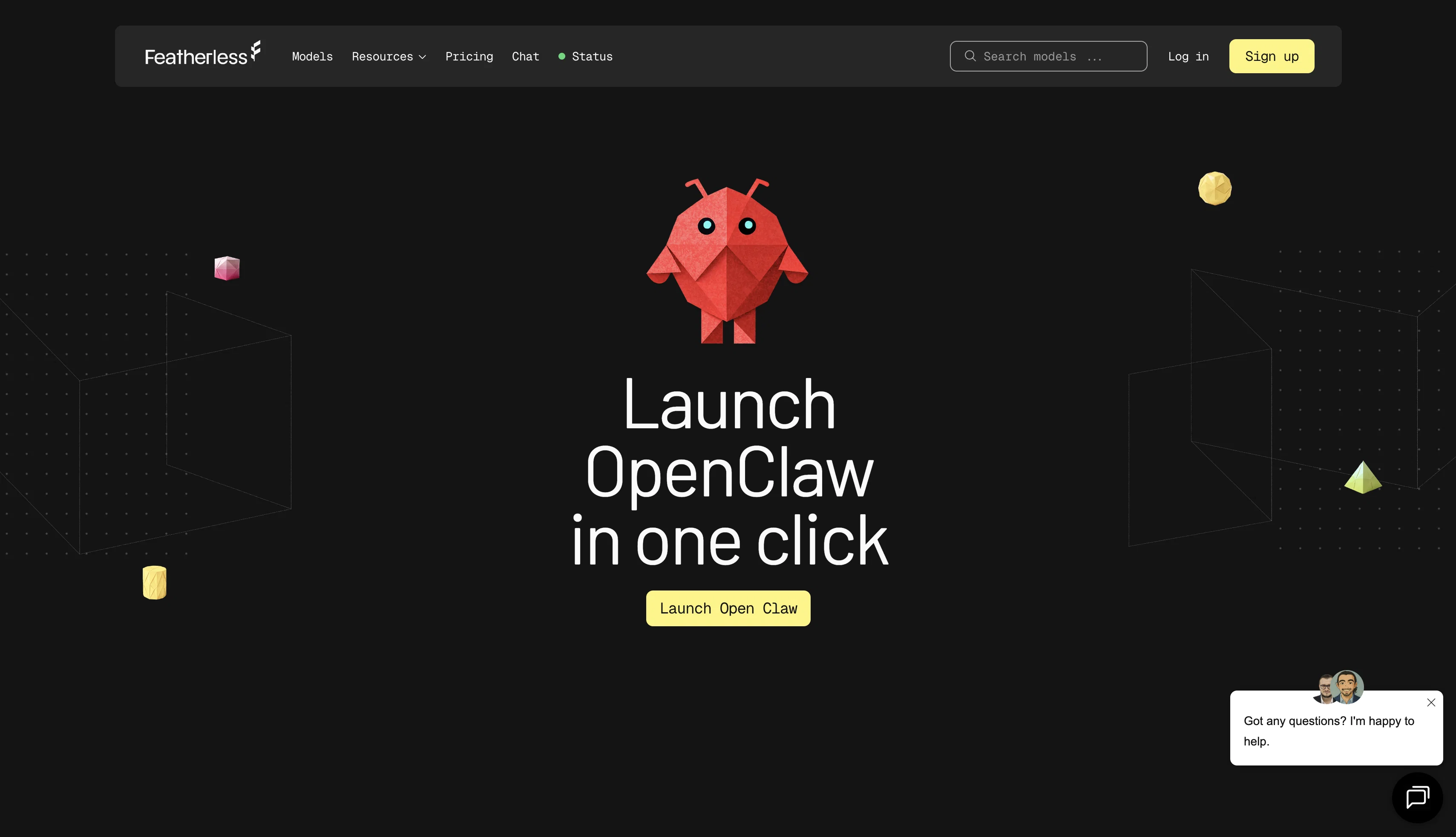 Featherless - Managed OpenClaw website