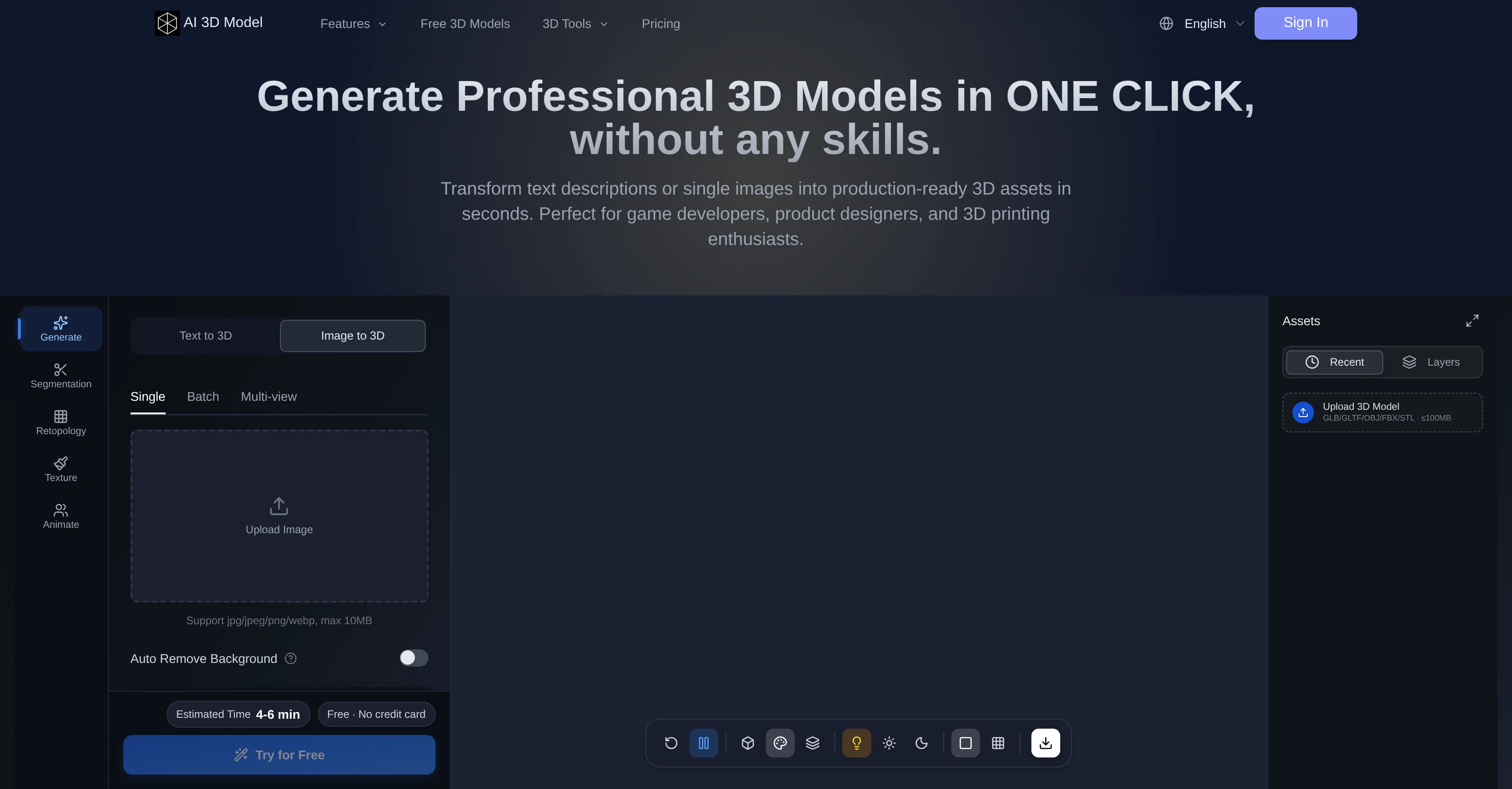 AI 3D Model Generator website