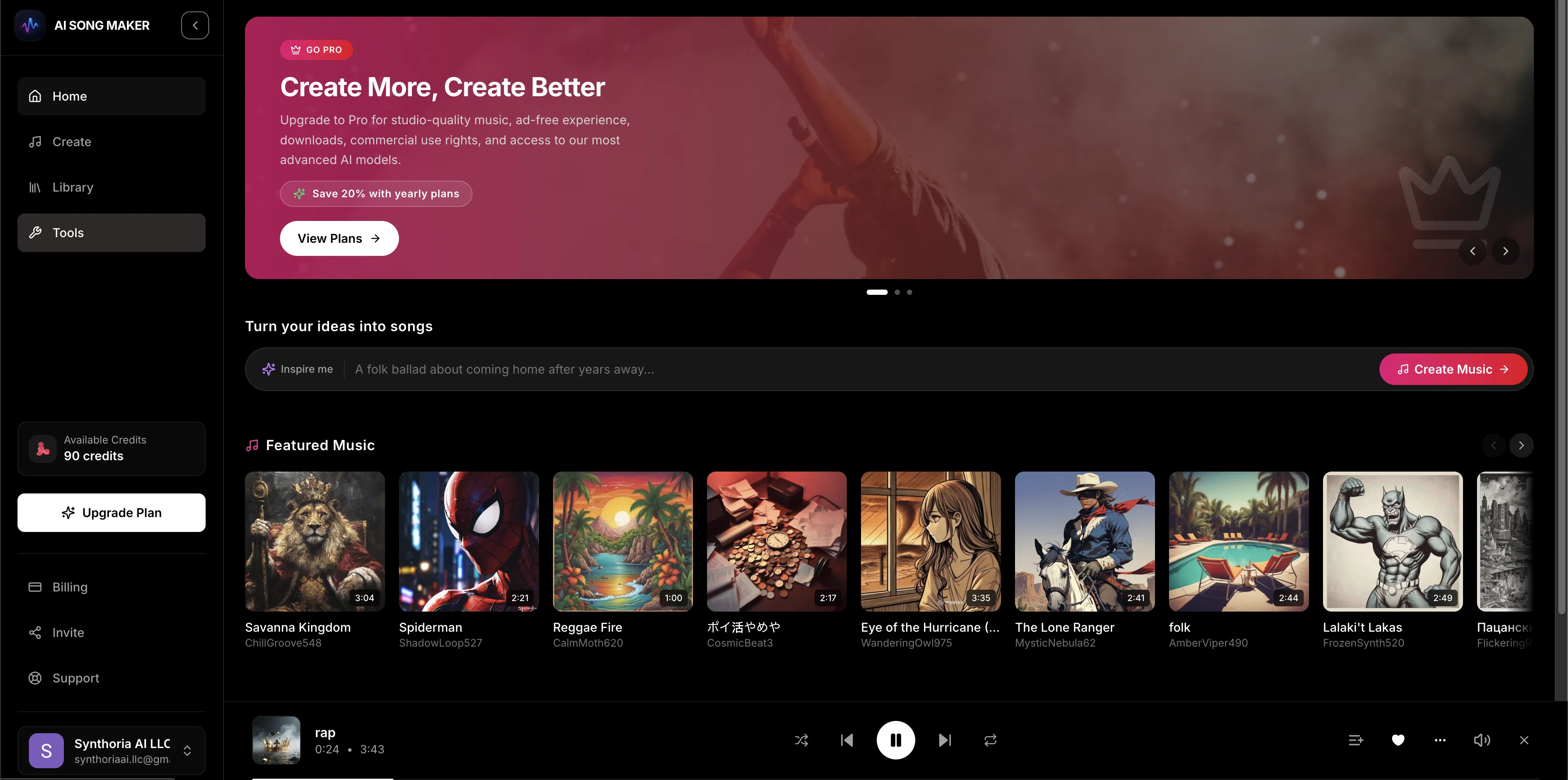 AI Song Maker website