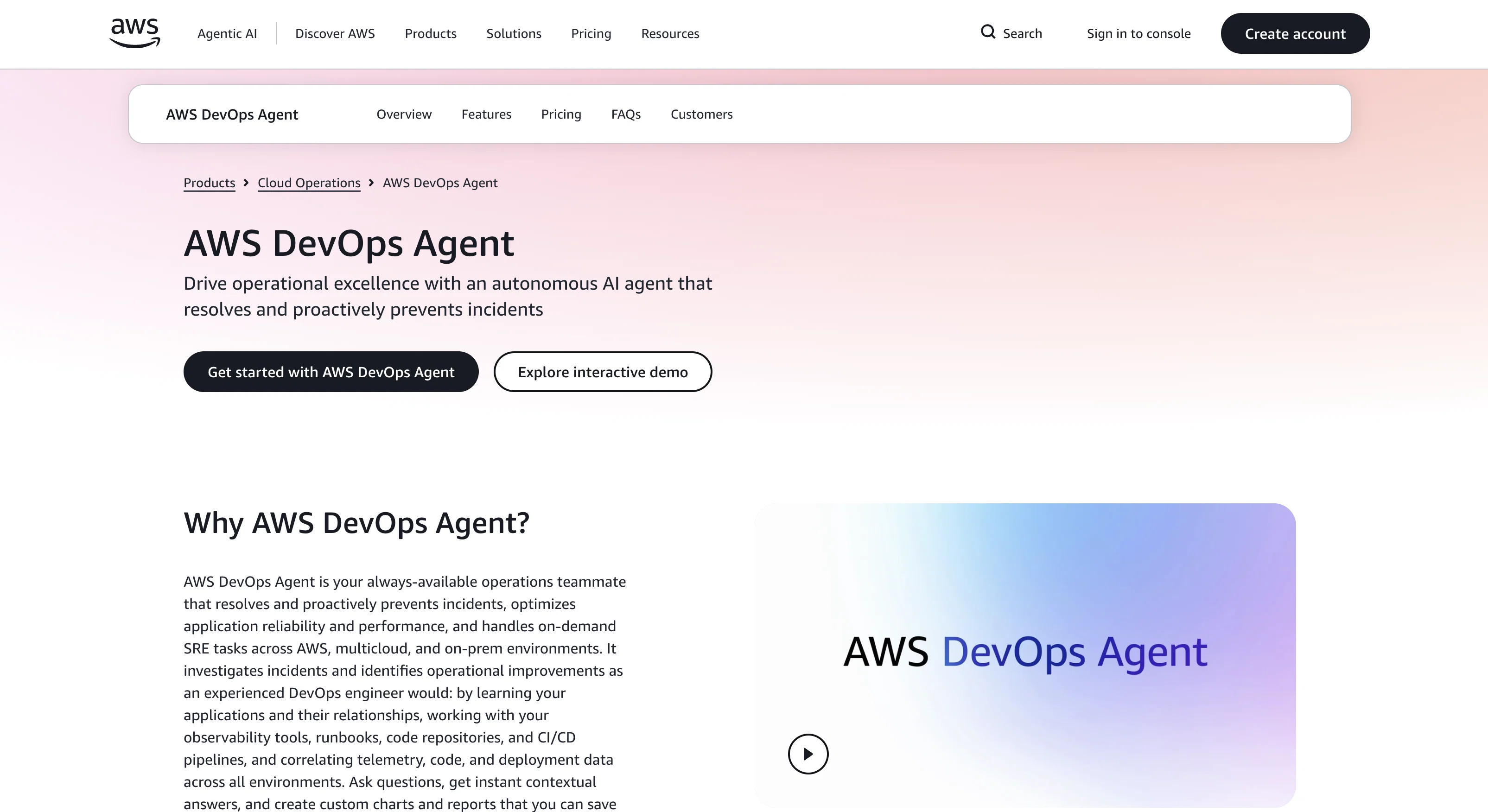 AWS DevOps Agent website