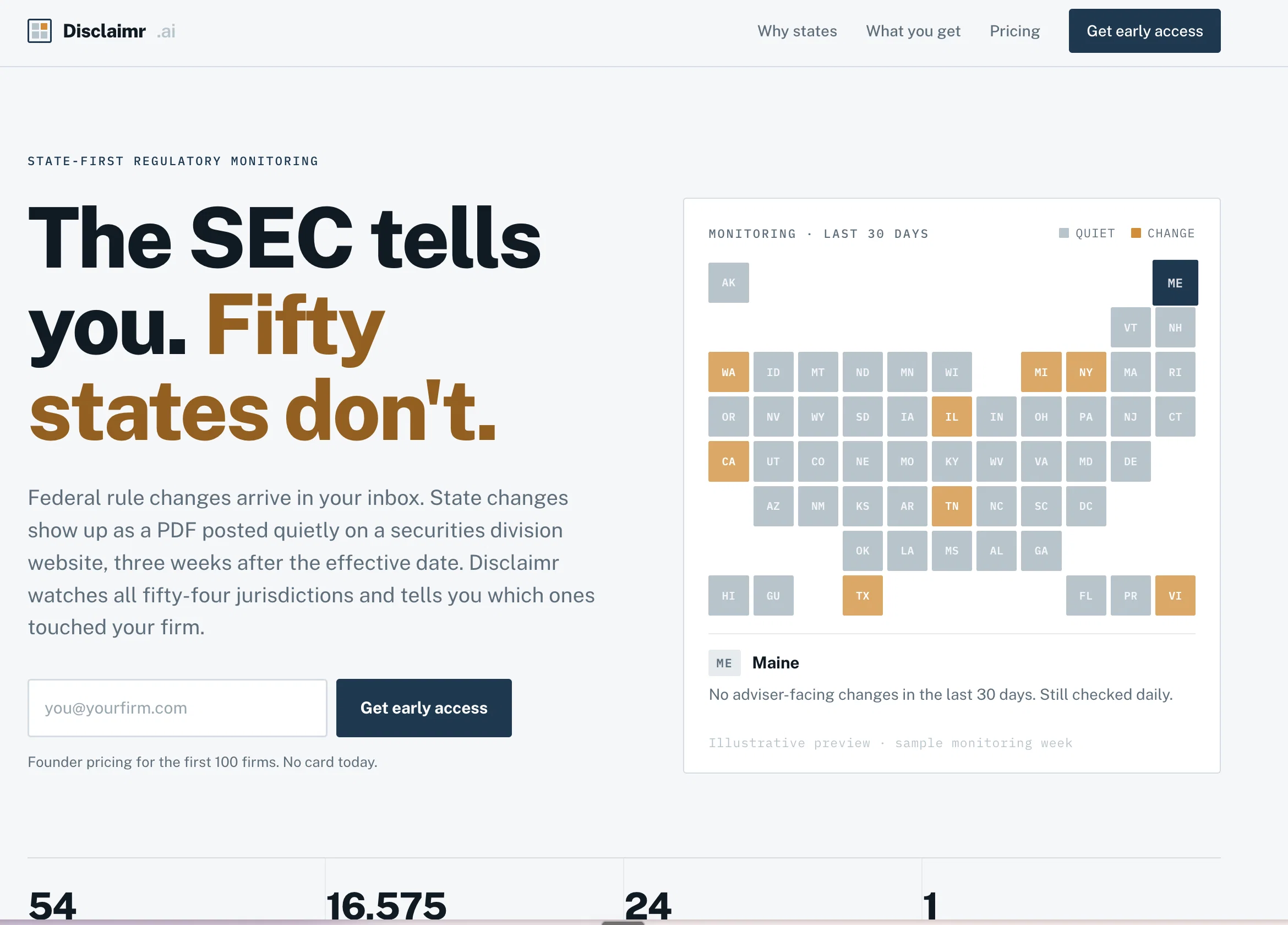 Disclaimr — State compliance alerts for RIAs website