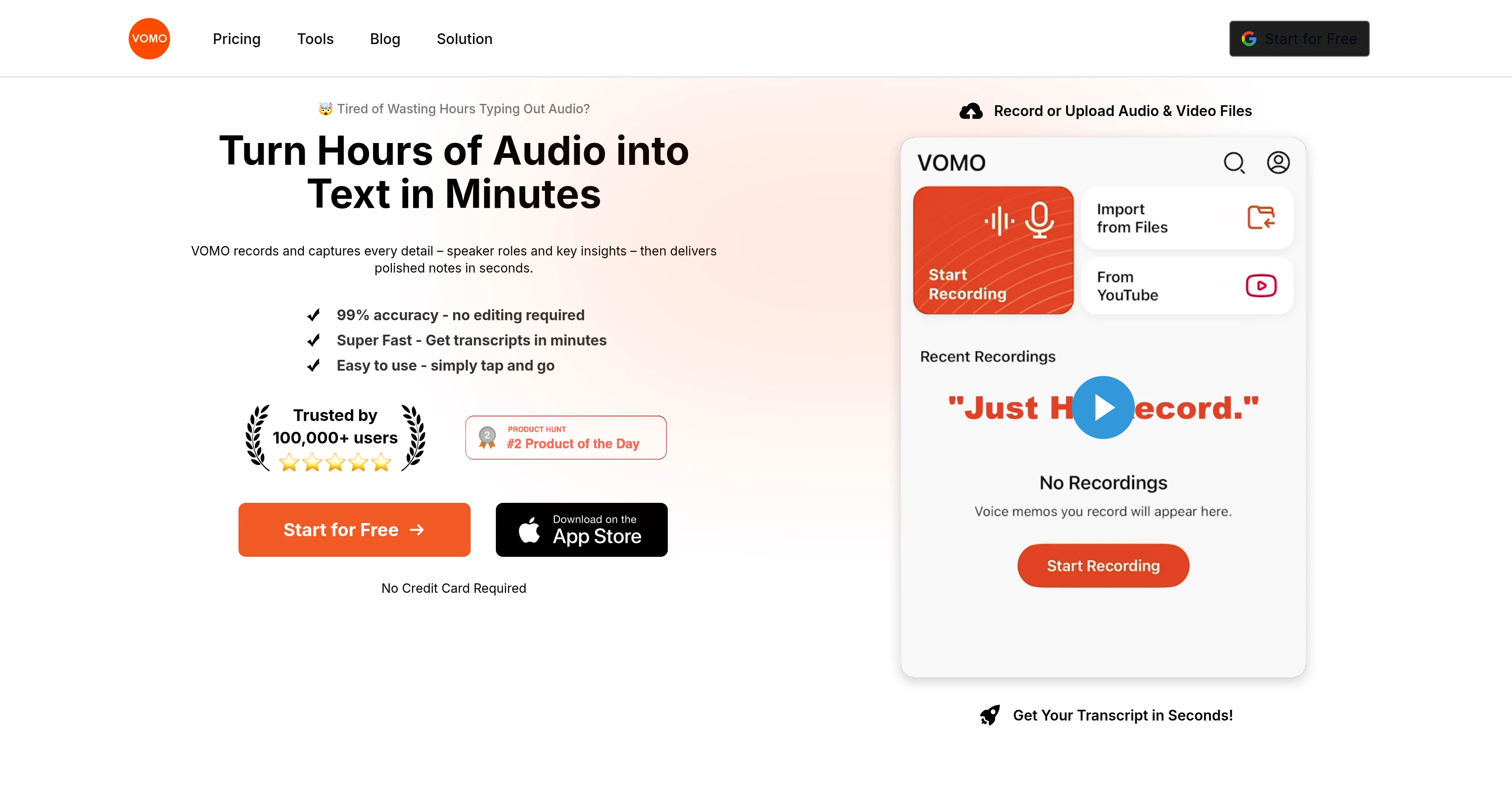 VOMO AI website