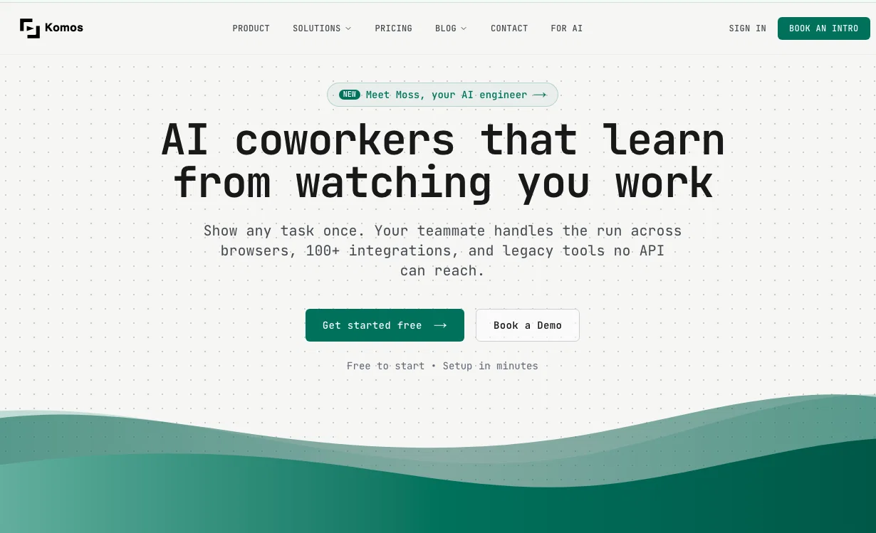Komos -  Meet your AI coworker website