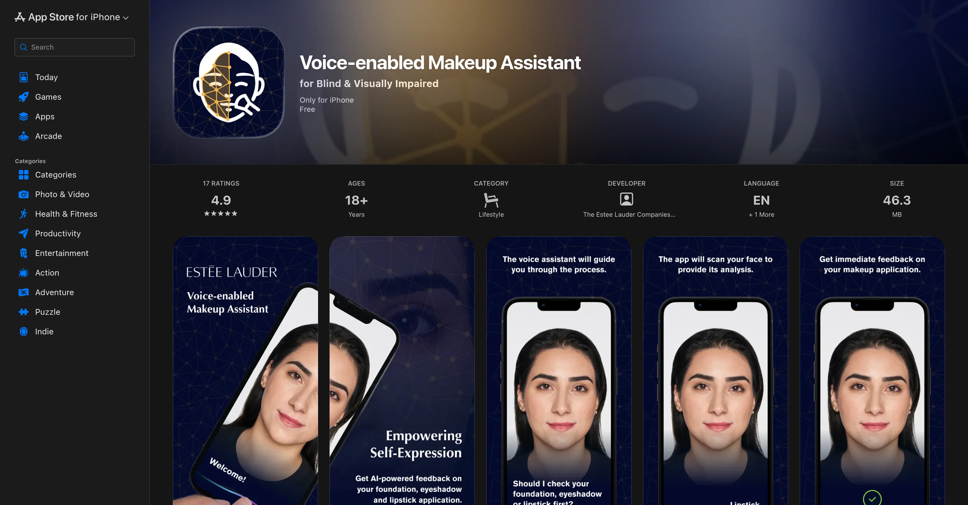 Makeup Assistant by Estee Lauder website