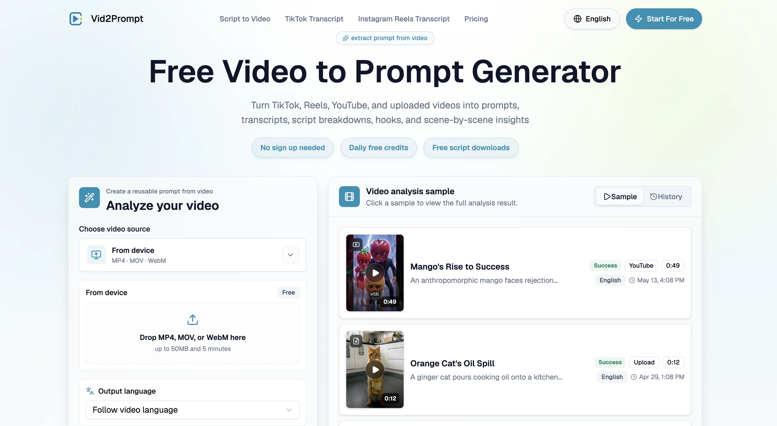 Vid2Prompt website