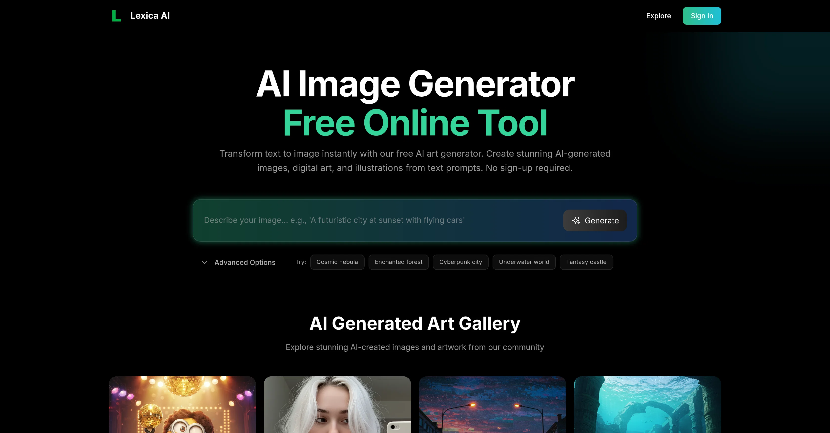 Lexica AI.net website