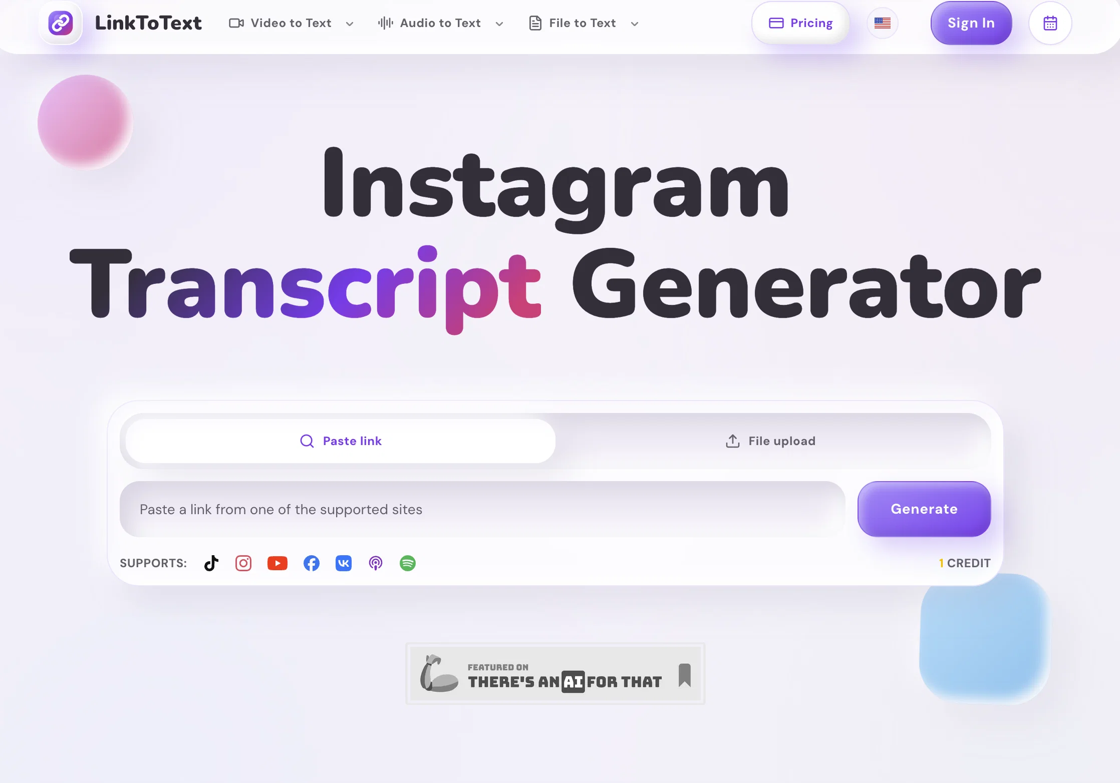 Link To Text | Video To Text website