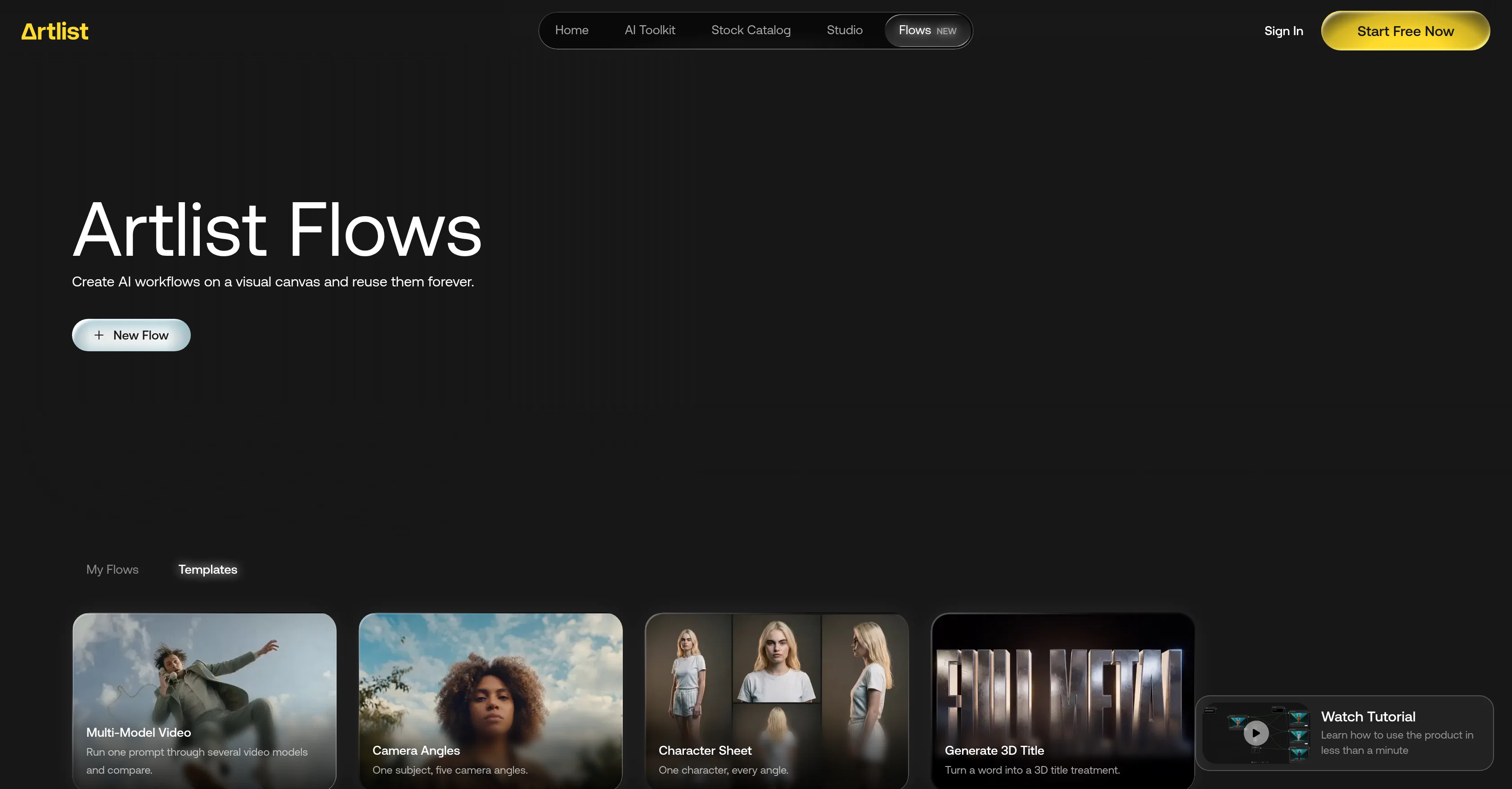 Artlist Flows website