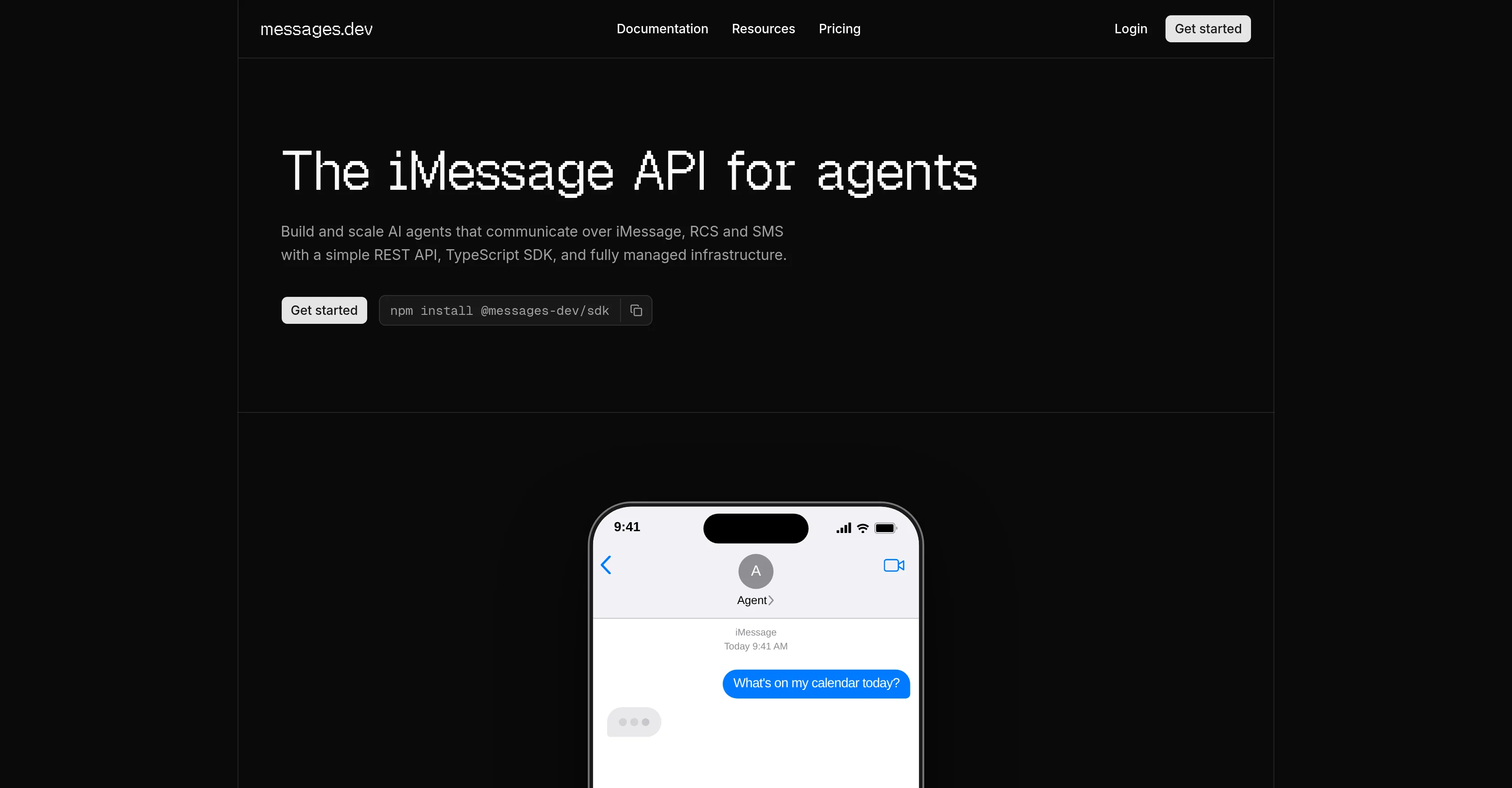 messages.dev website