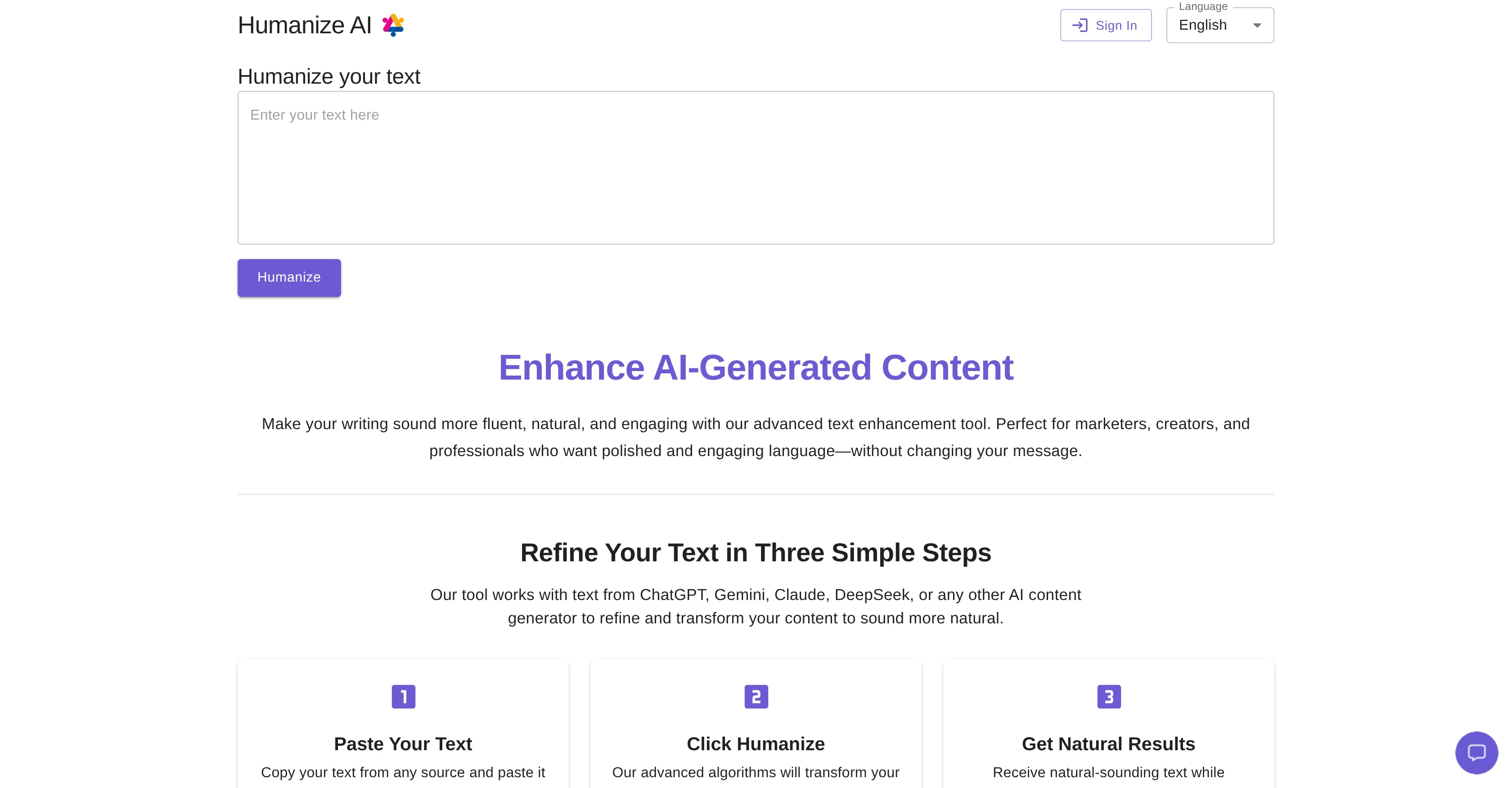 Humanize AI Text by Akazila website