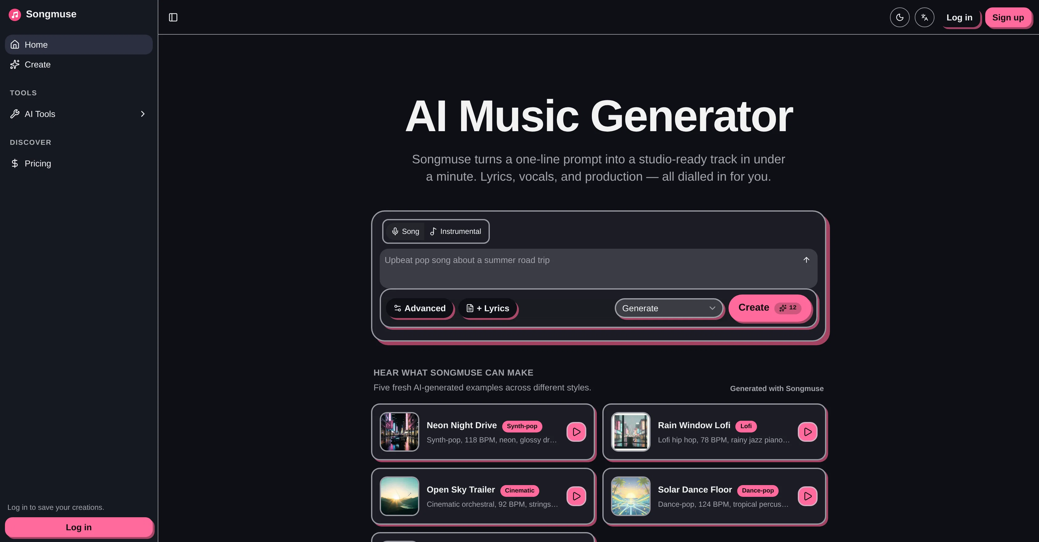SongMuse AI website