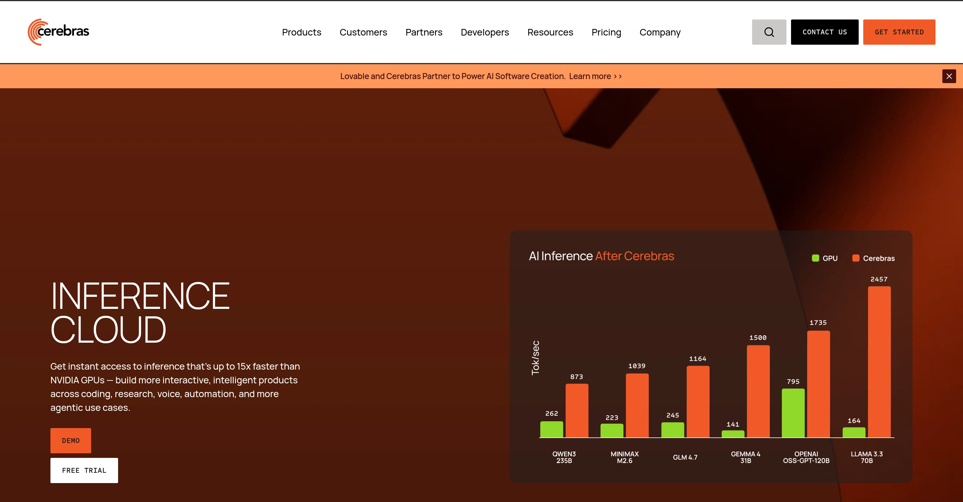 Cerebras Inference website