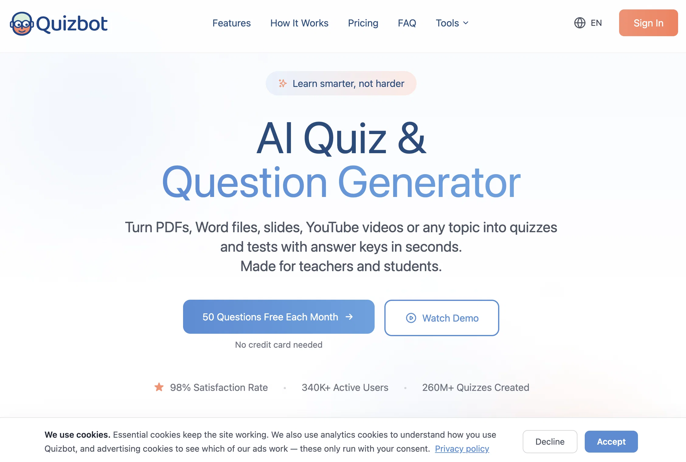Quizbot website