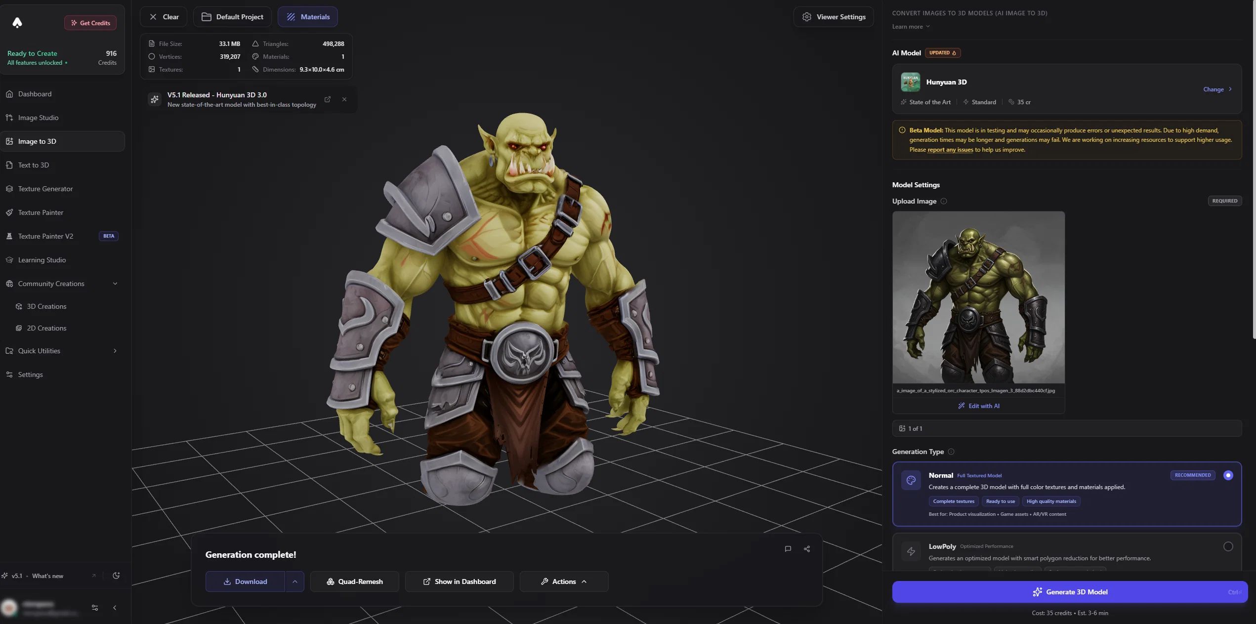 3D AI Studio website