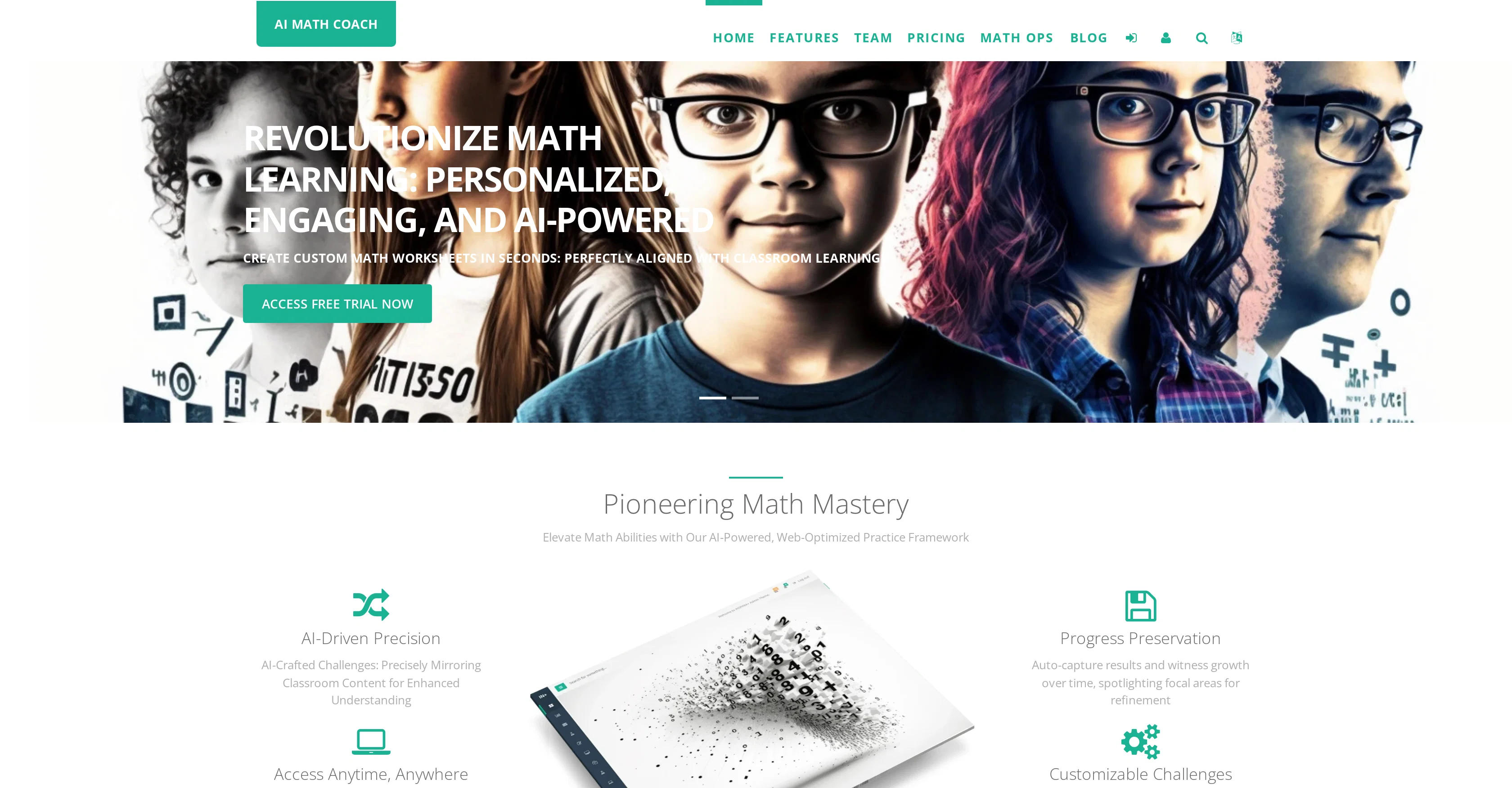 AI Math Coach website