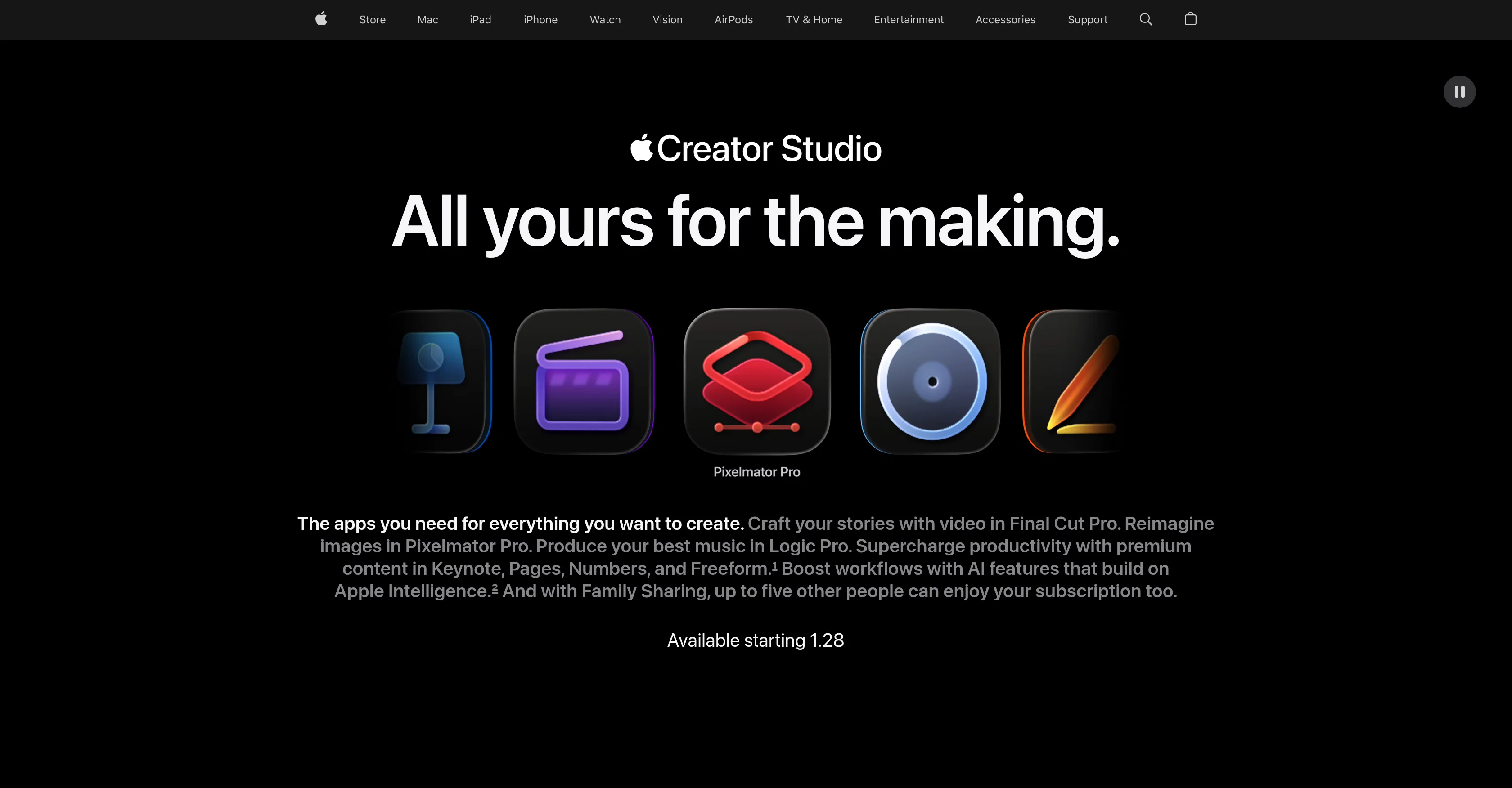 Apple Creator Studio website