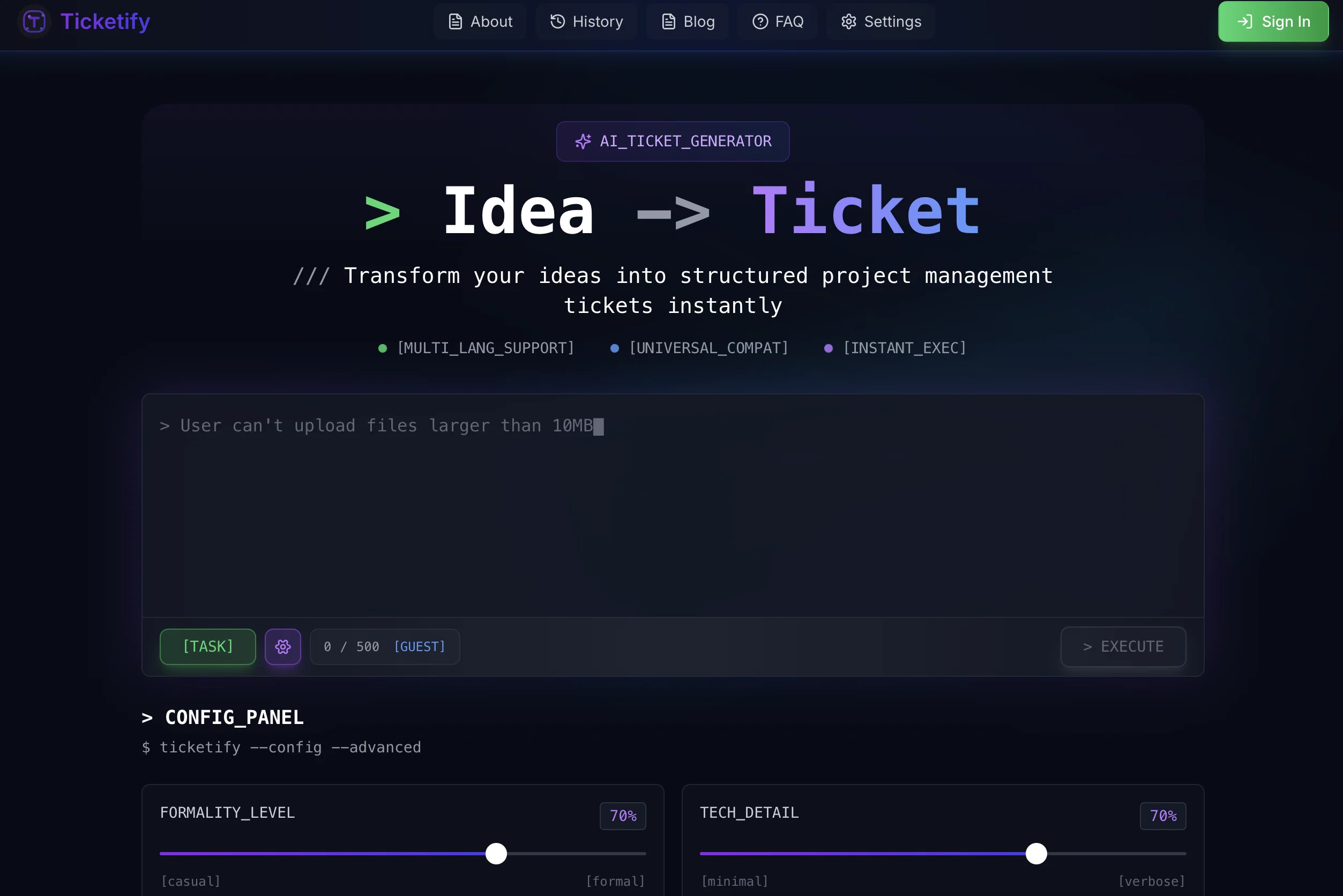 Ticketify website