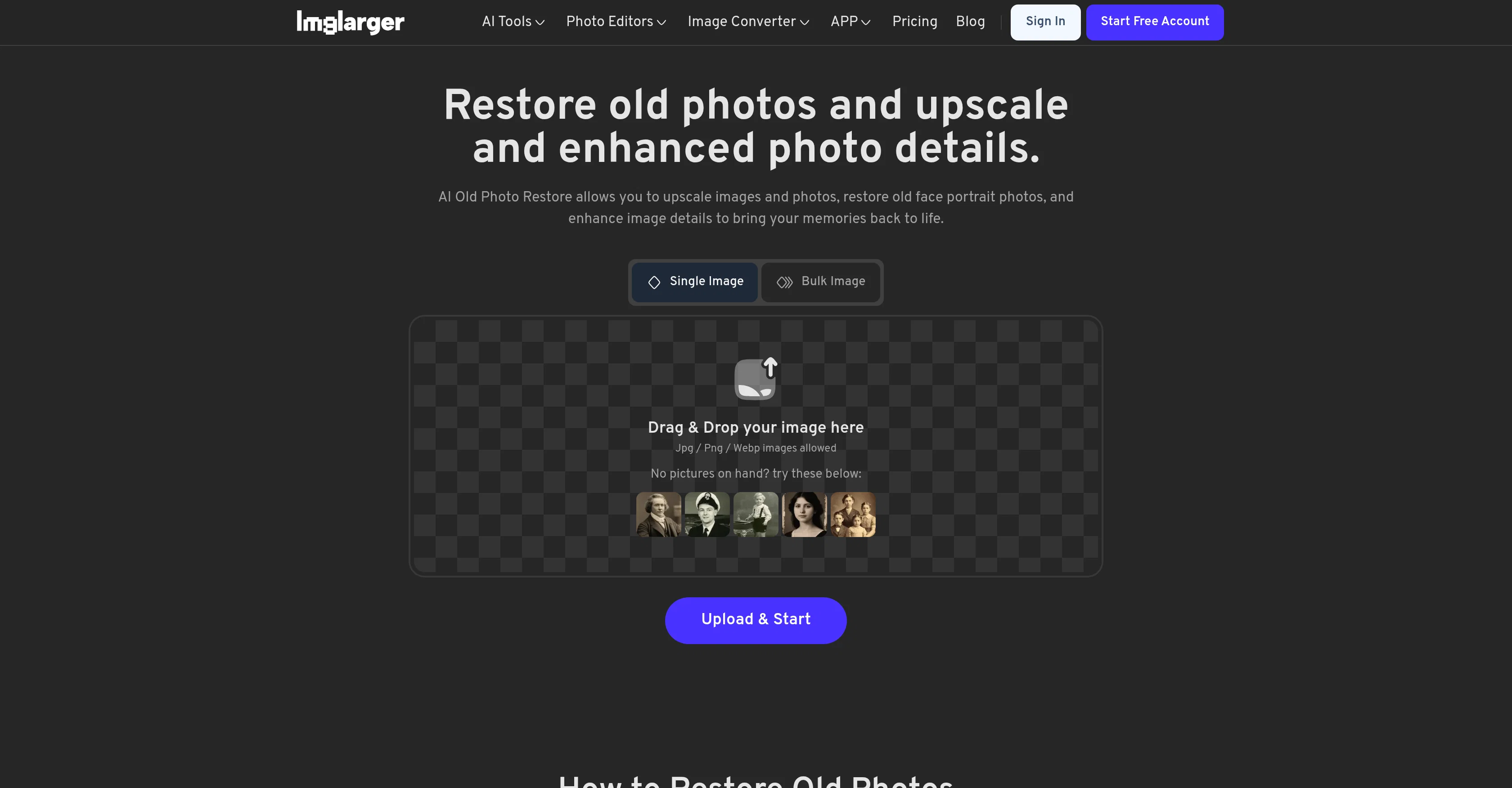 AI Photo Restore website