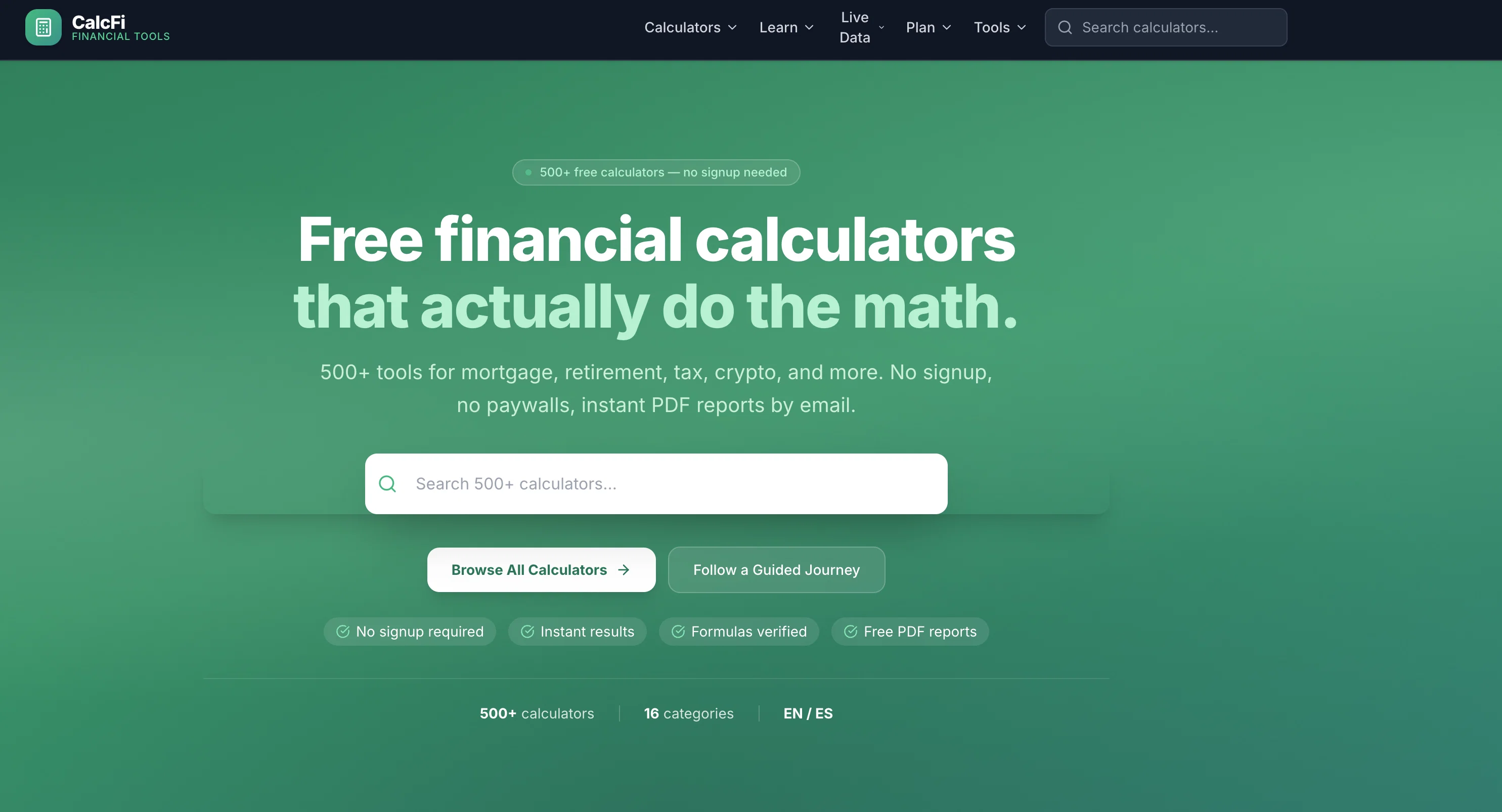CalcFi website