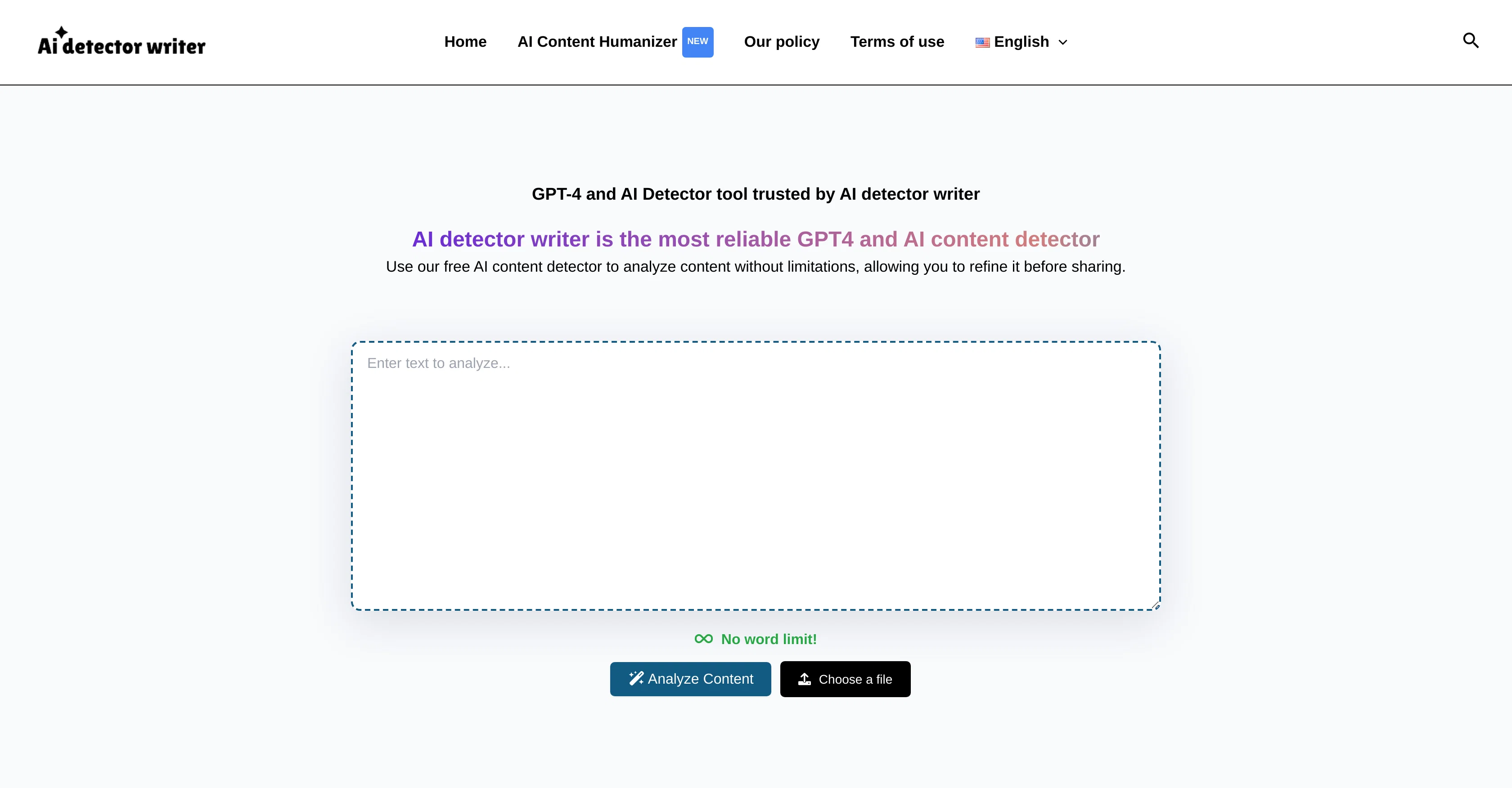 AI Detector Write website