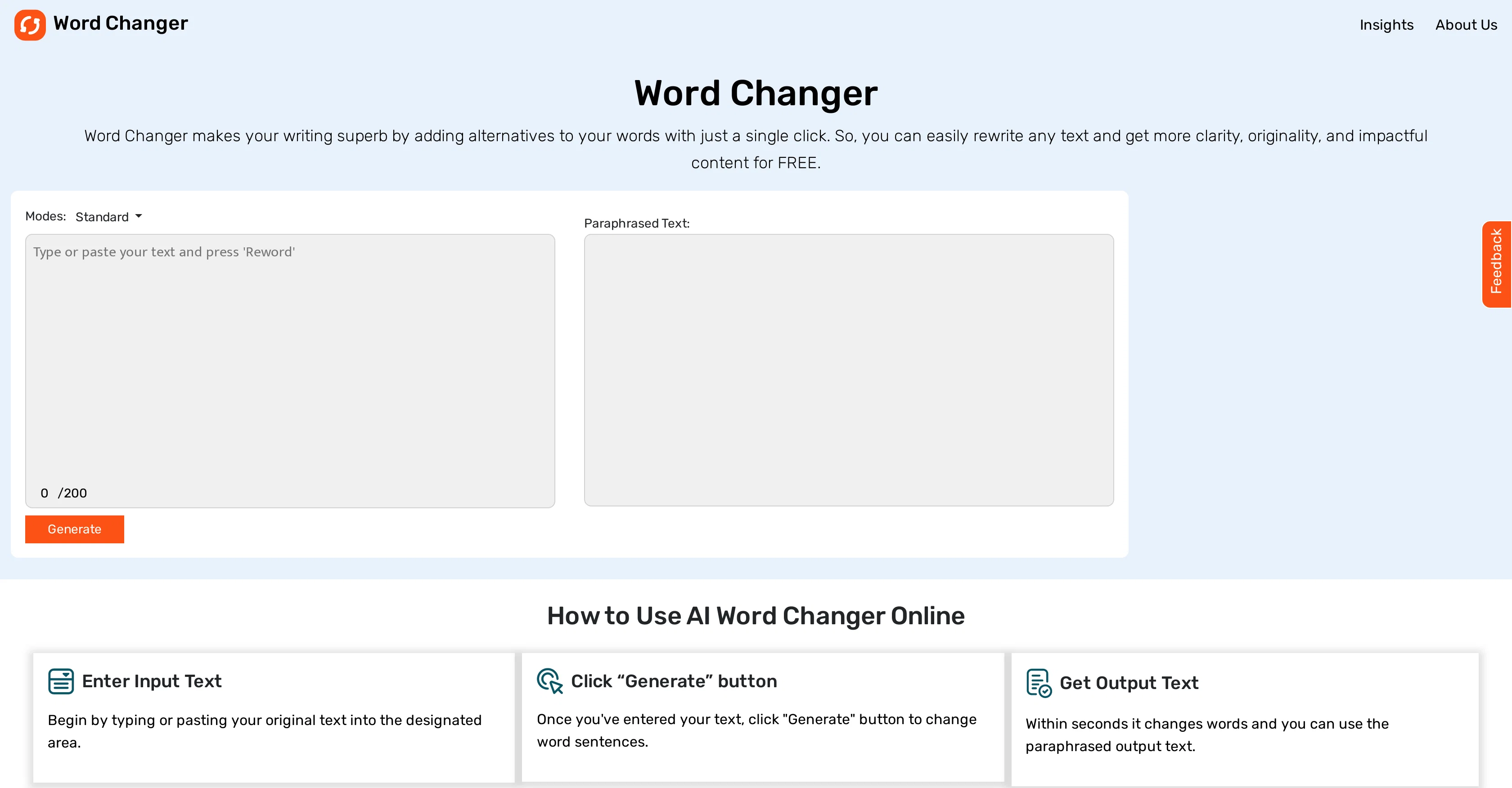 AI Word Changer website