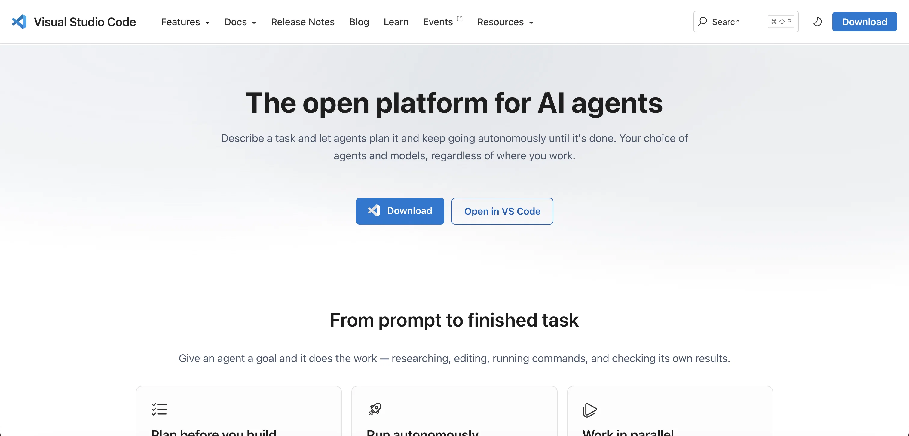 Visual Studio Code Agents website