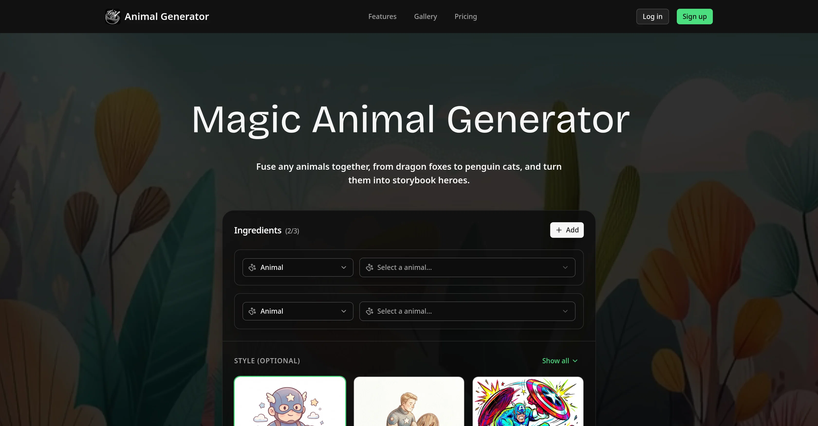 AI Animal Generator website