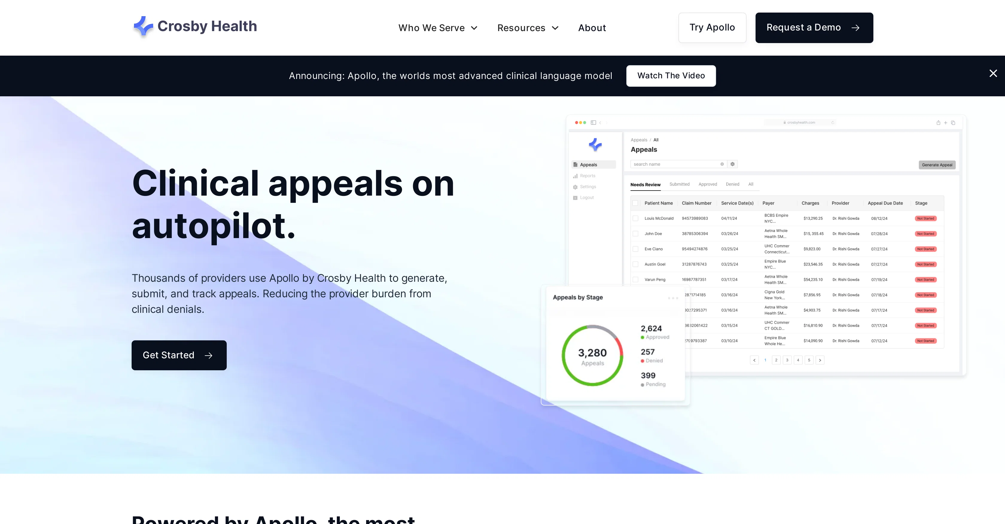 Apollo by Crosby Health website