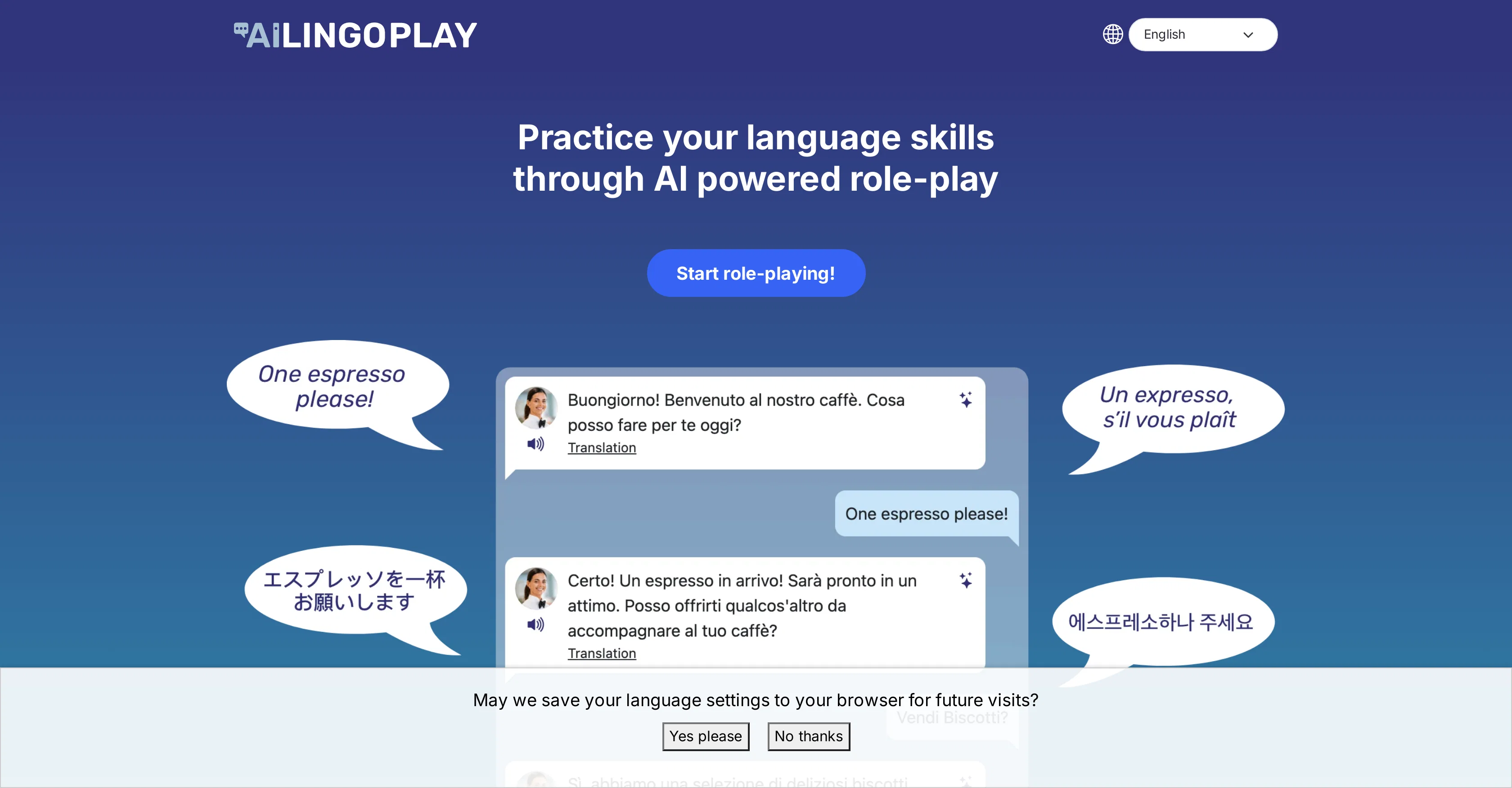 AI LingoPlay website