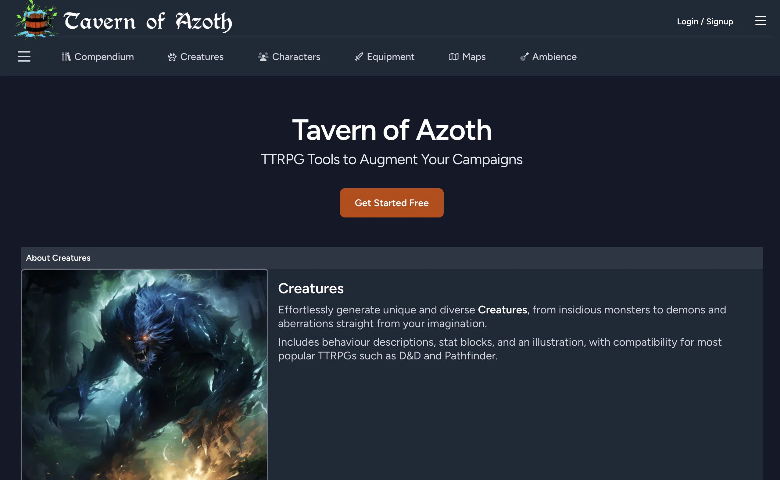 Tavern of Azoth website