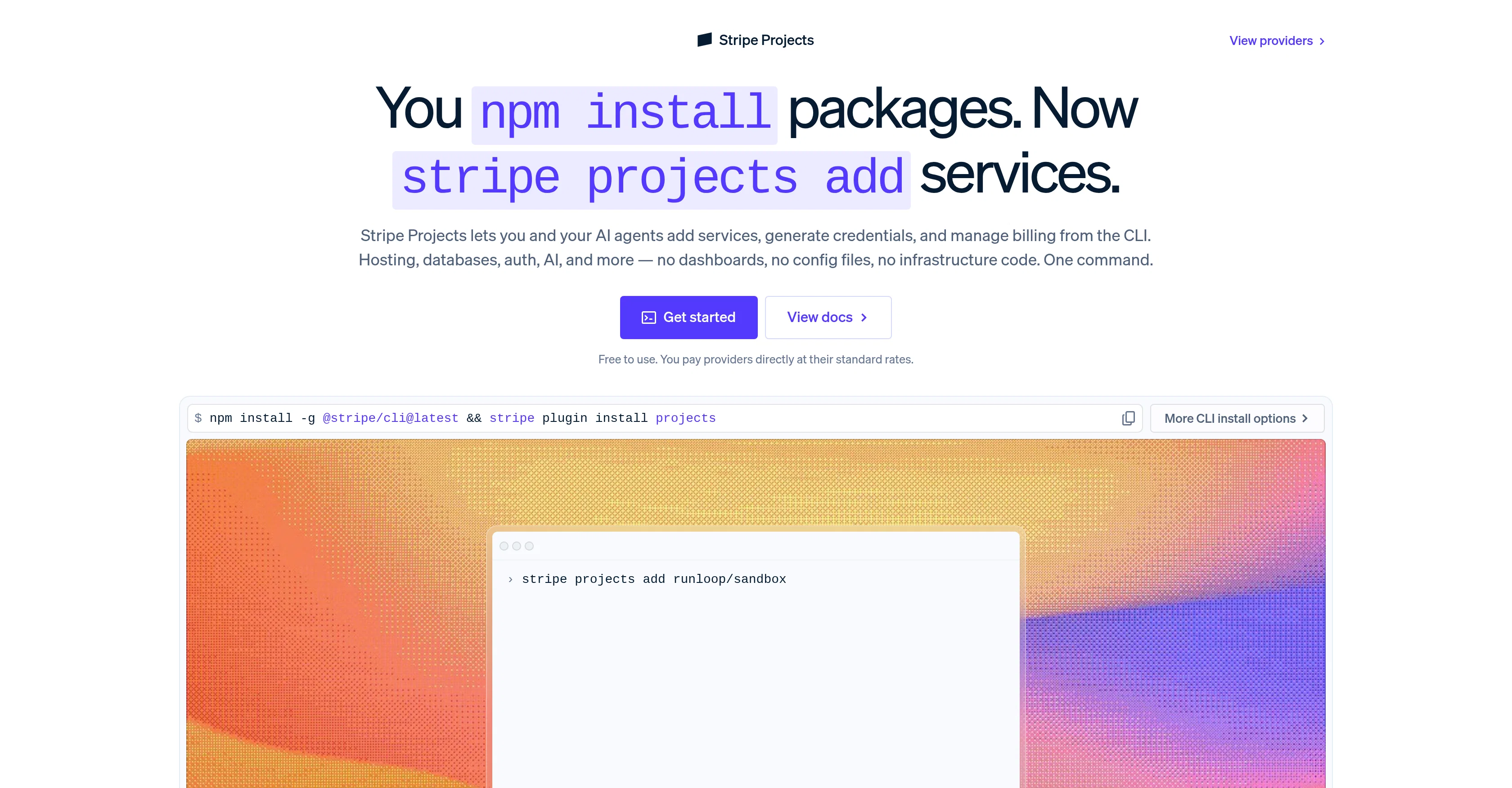 Stripe Projects website