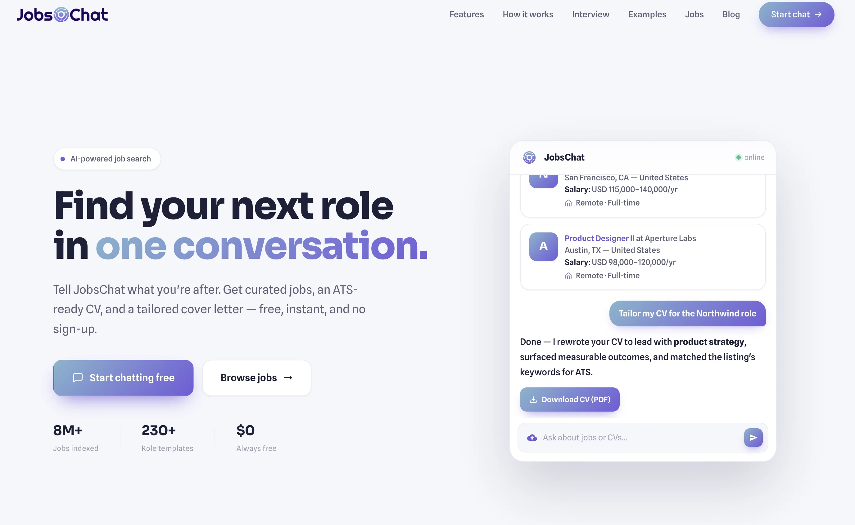 Jobs Chat website