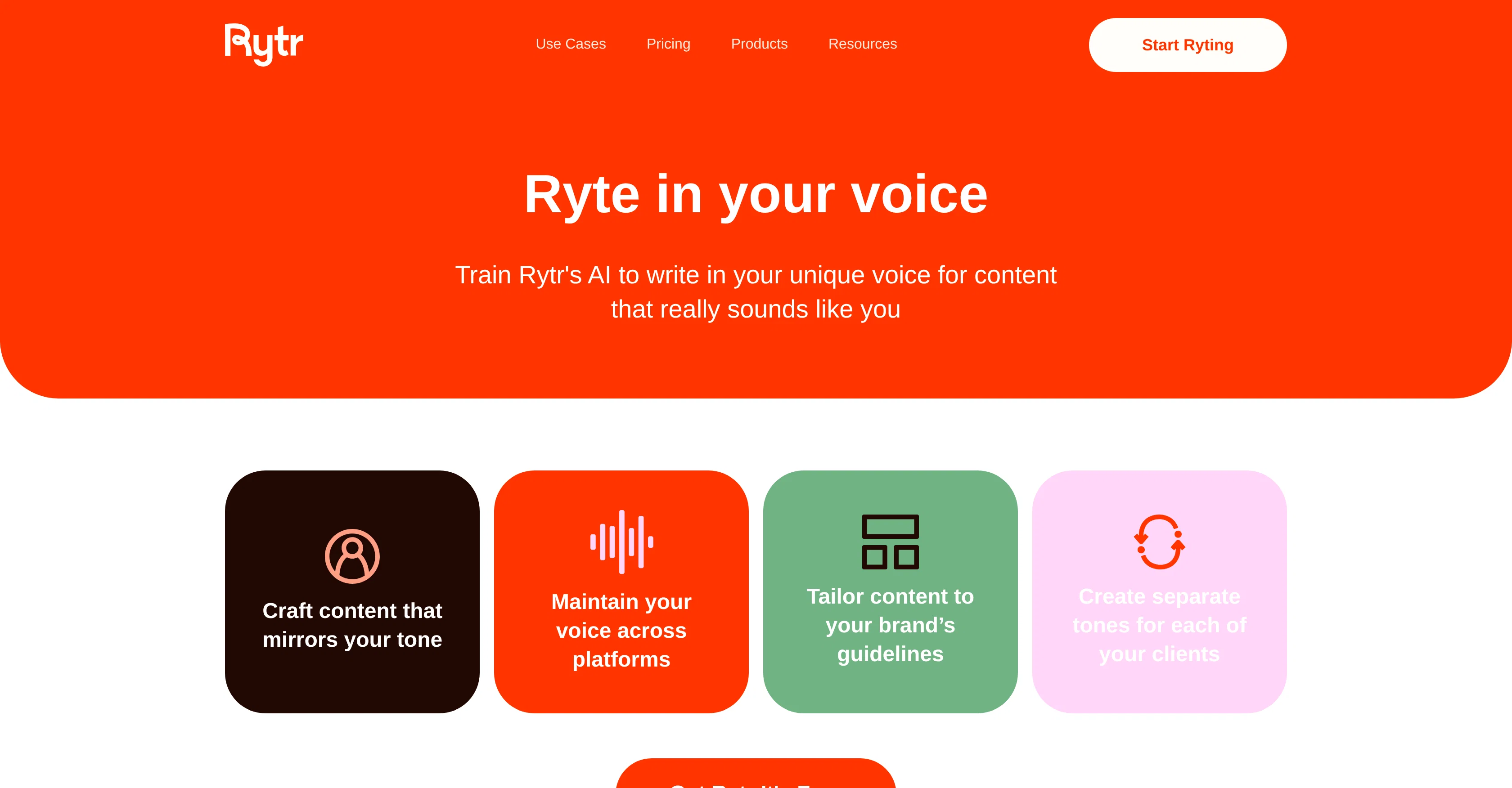 Rytr Voice AI website
