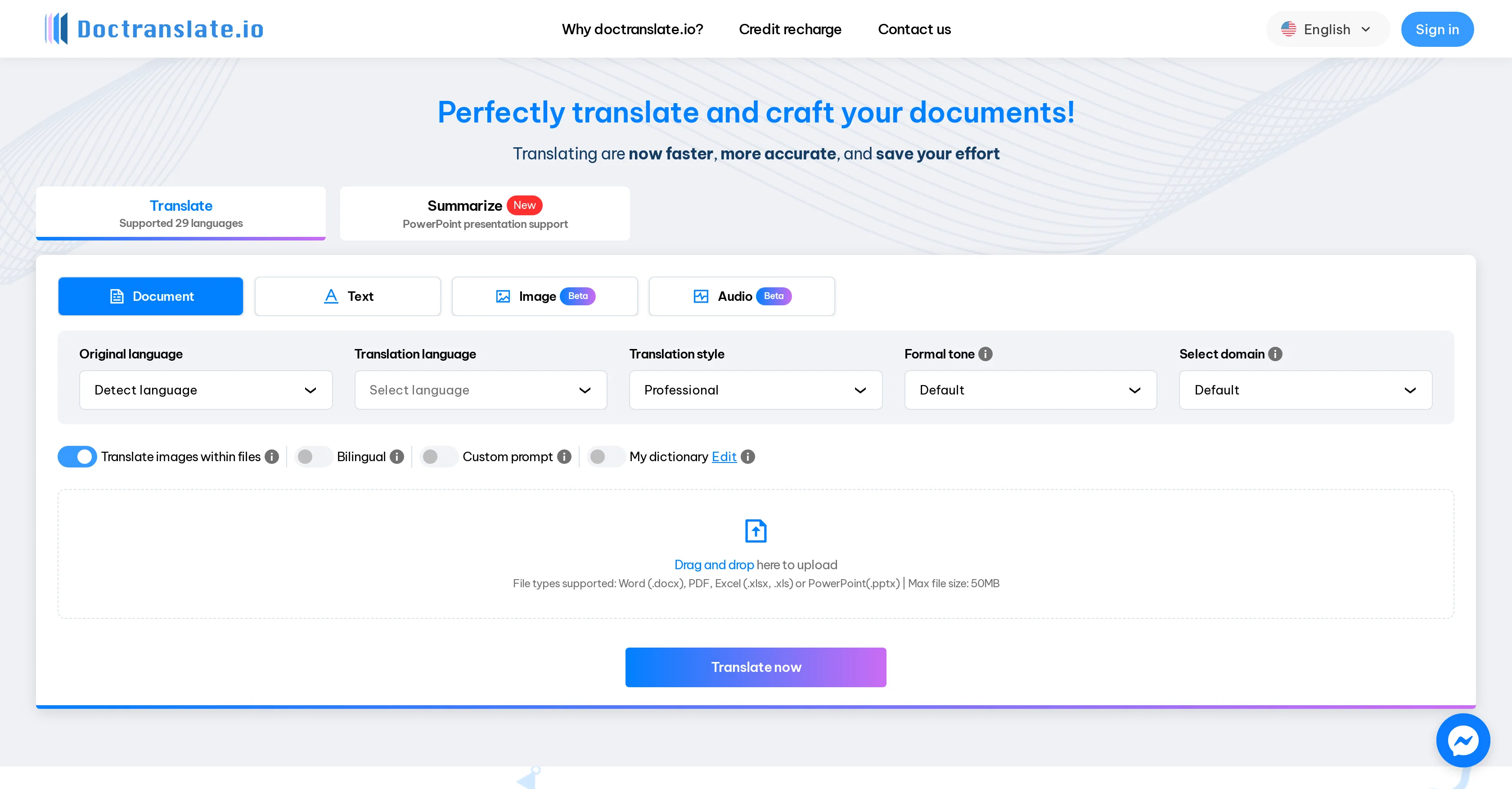 DocTranslate website