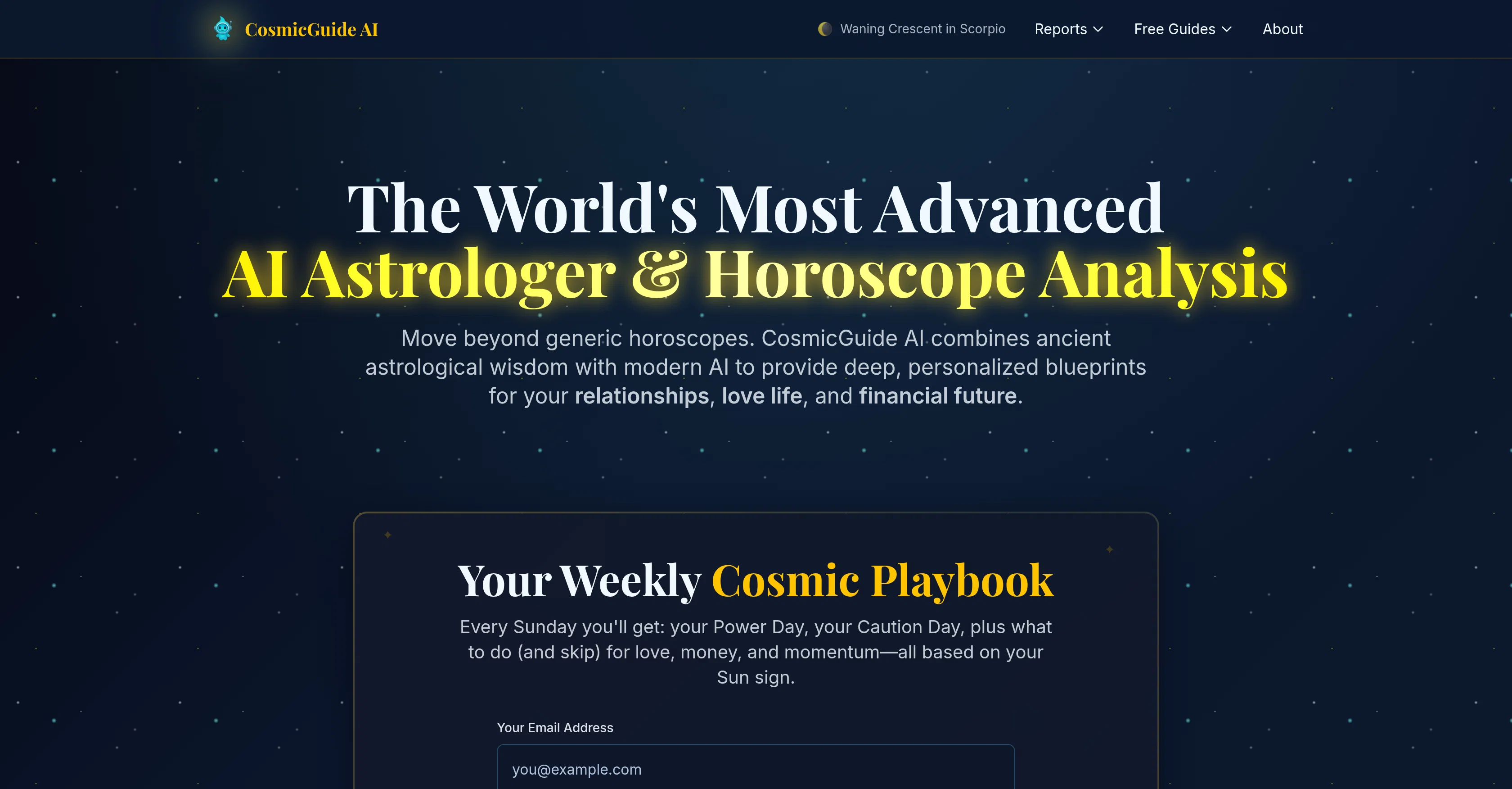 CosmicGuide AI website