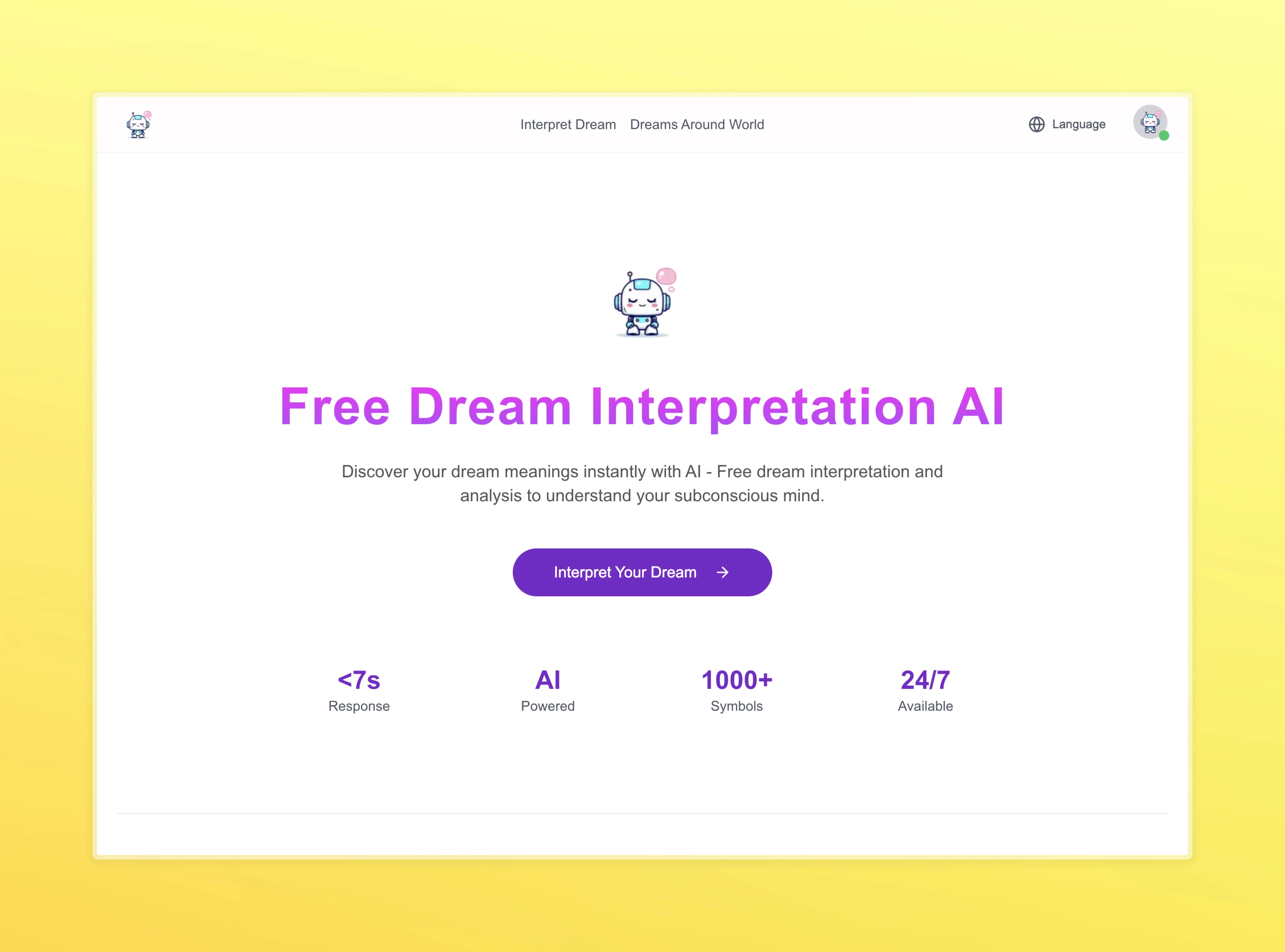 Dream Interpretation AI website