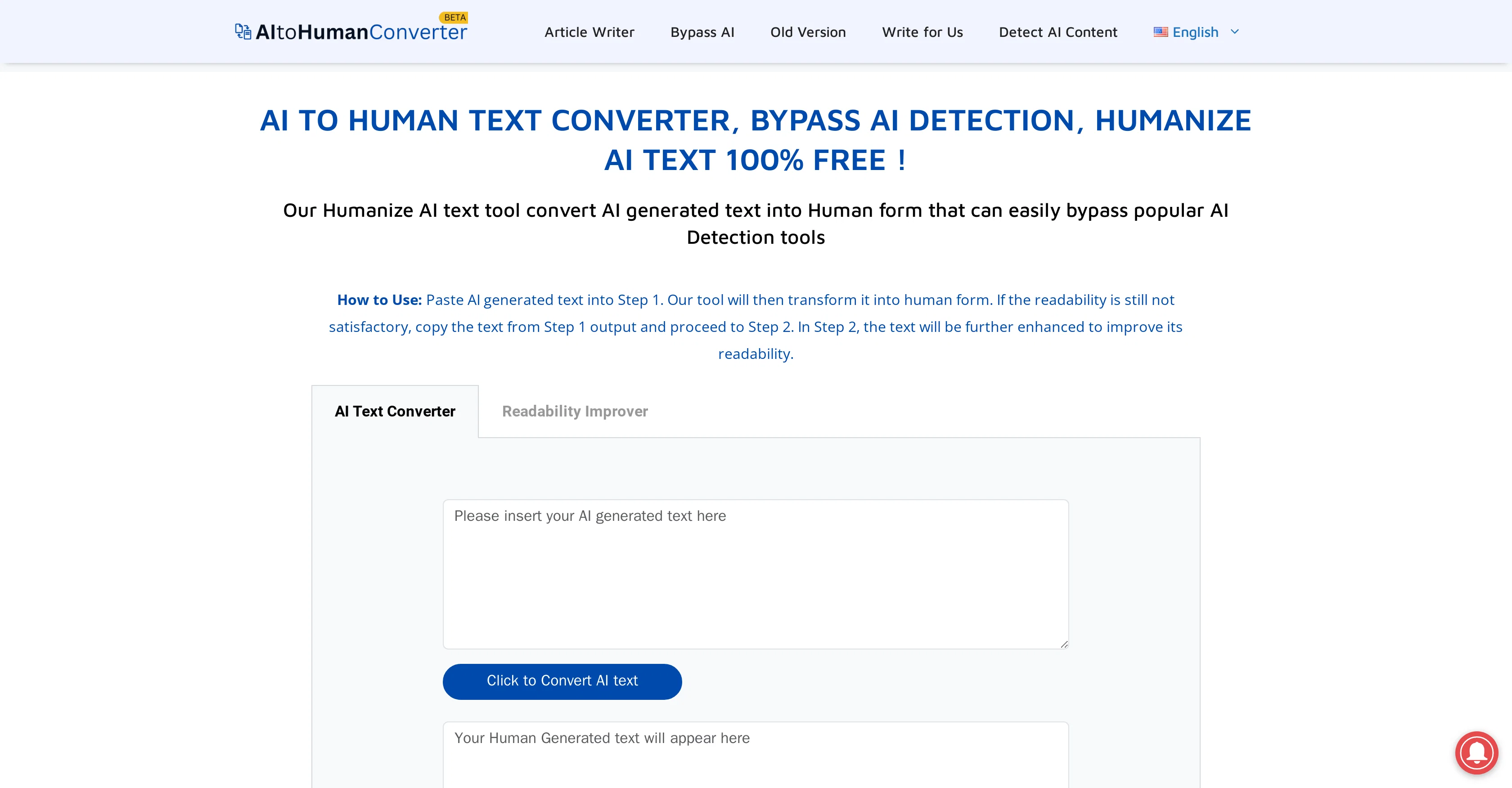 AI to Human Converter website