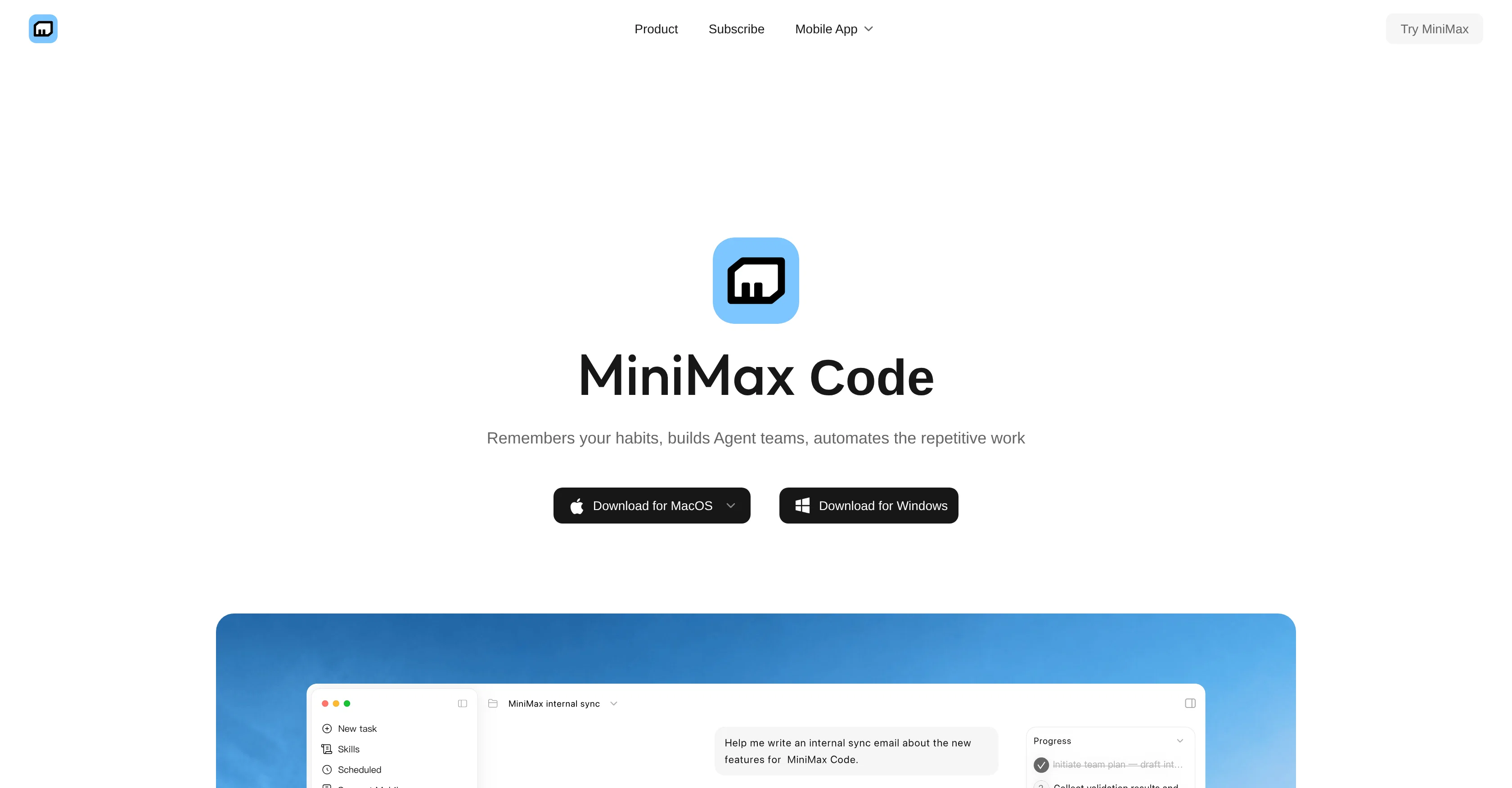 MiniMax Code website