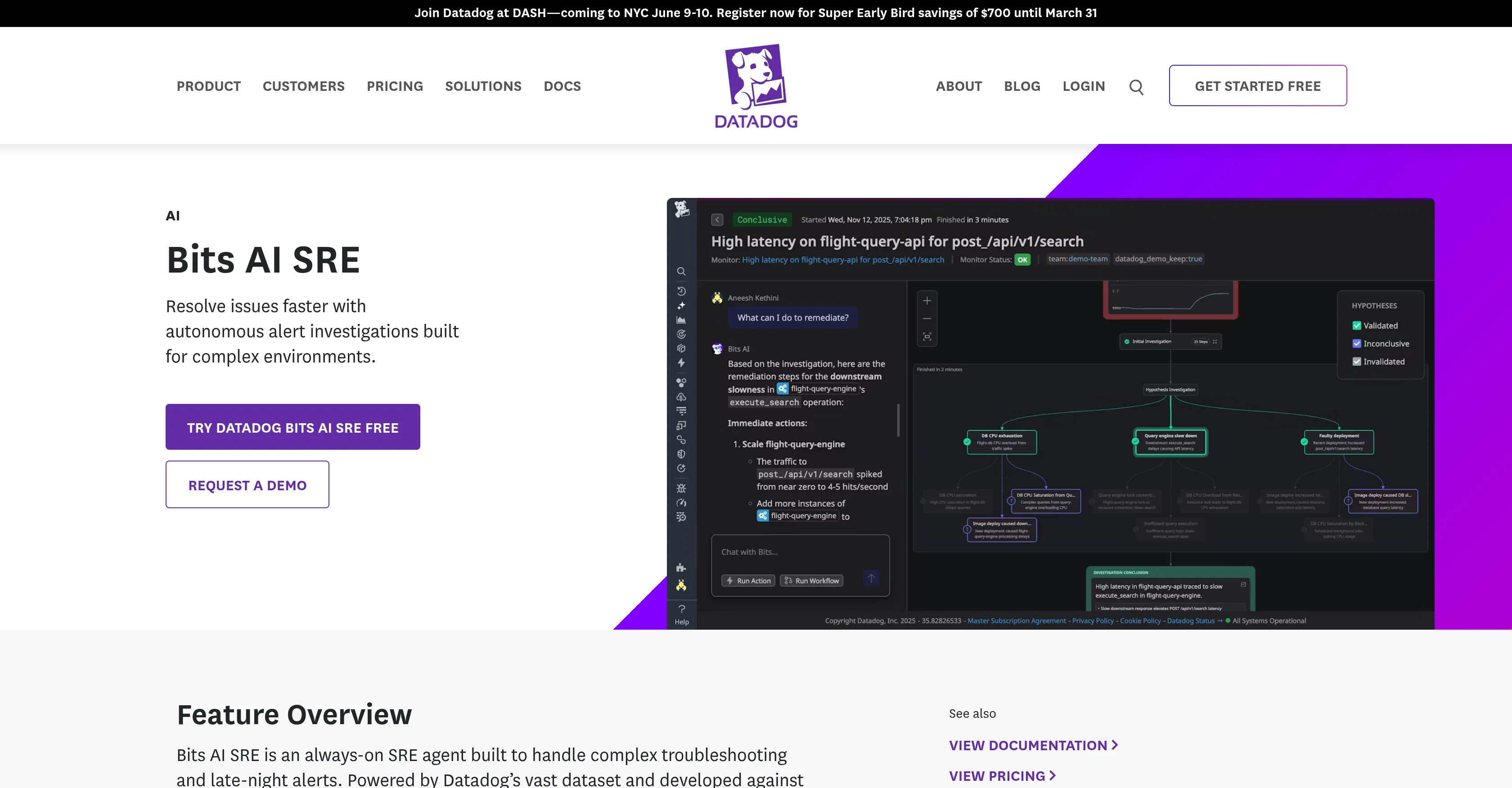 Datadog Bits AI SRE website