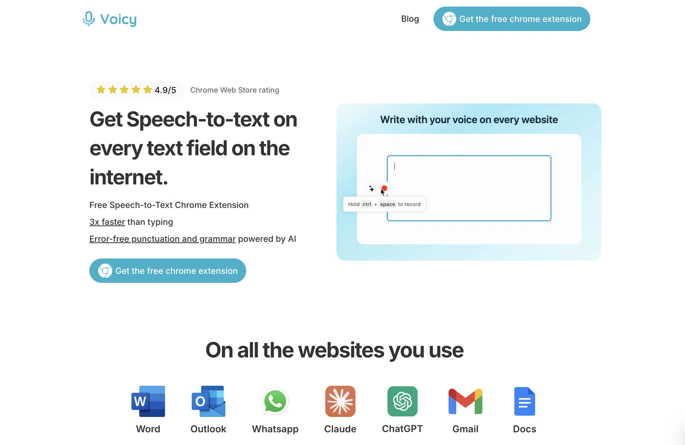 Voicy Speech to Text website