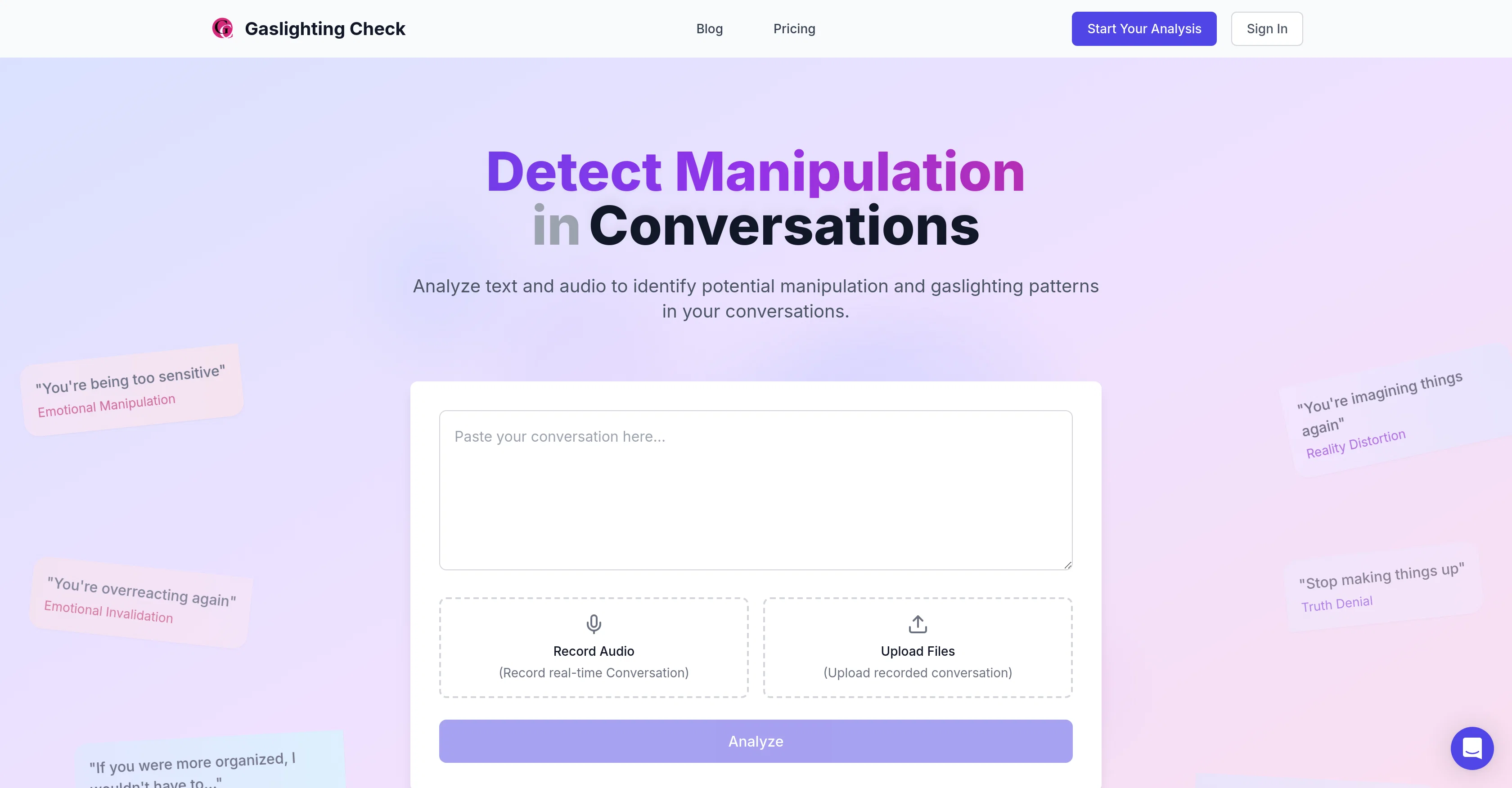 Gaslighting Check website