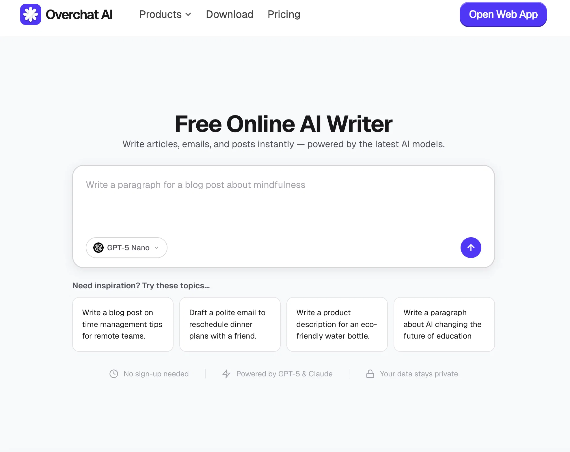 Overchat AI website