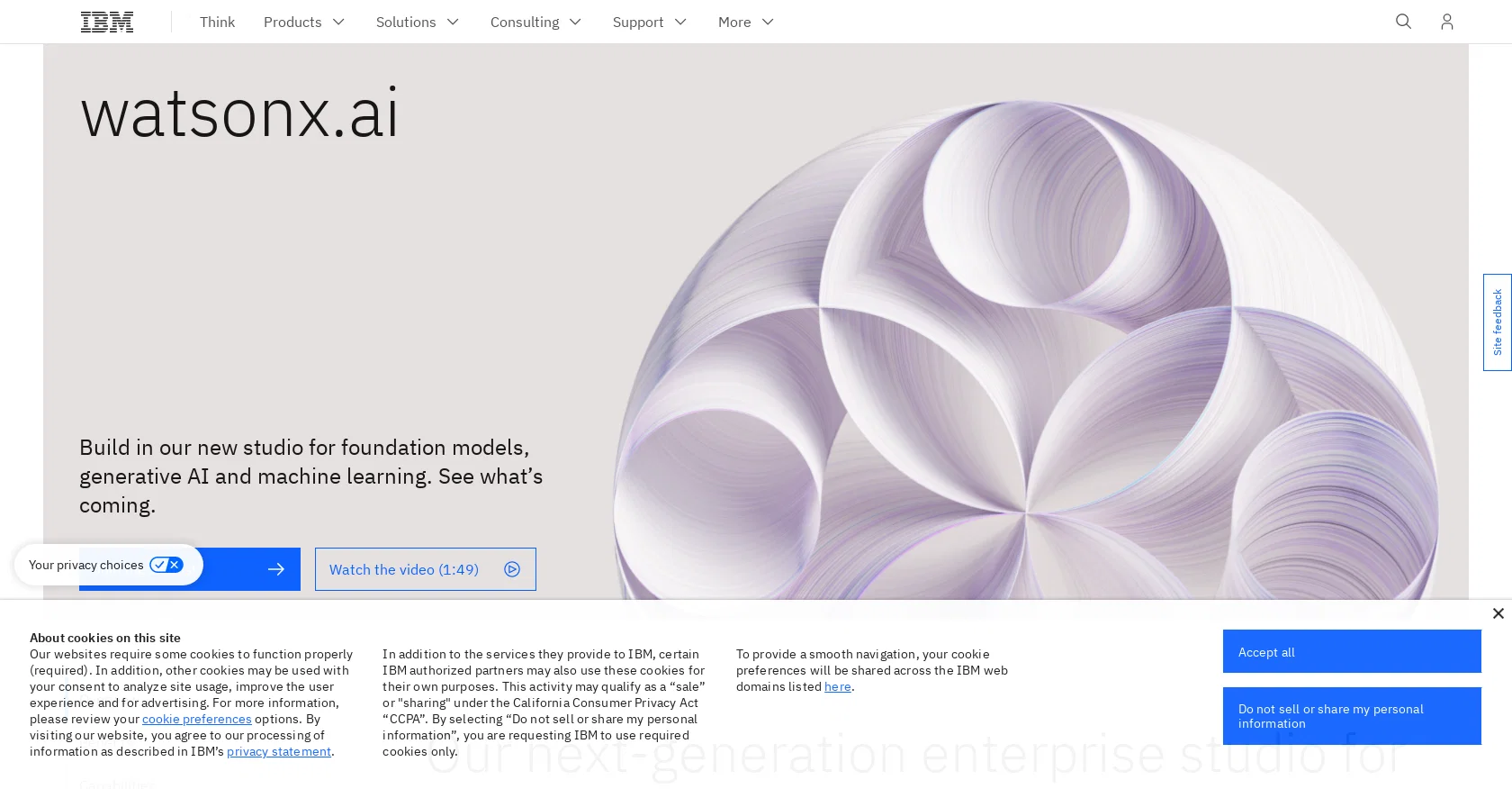WatsonX.ai by IBM website