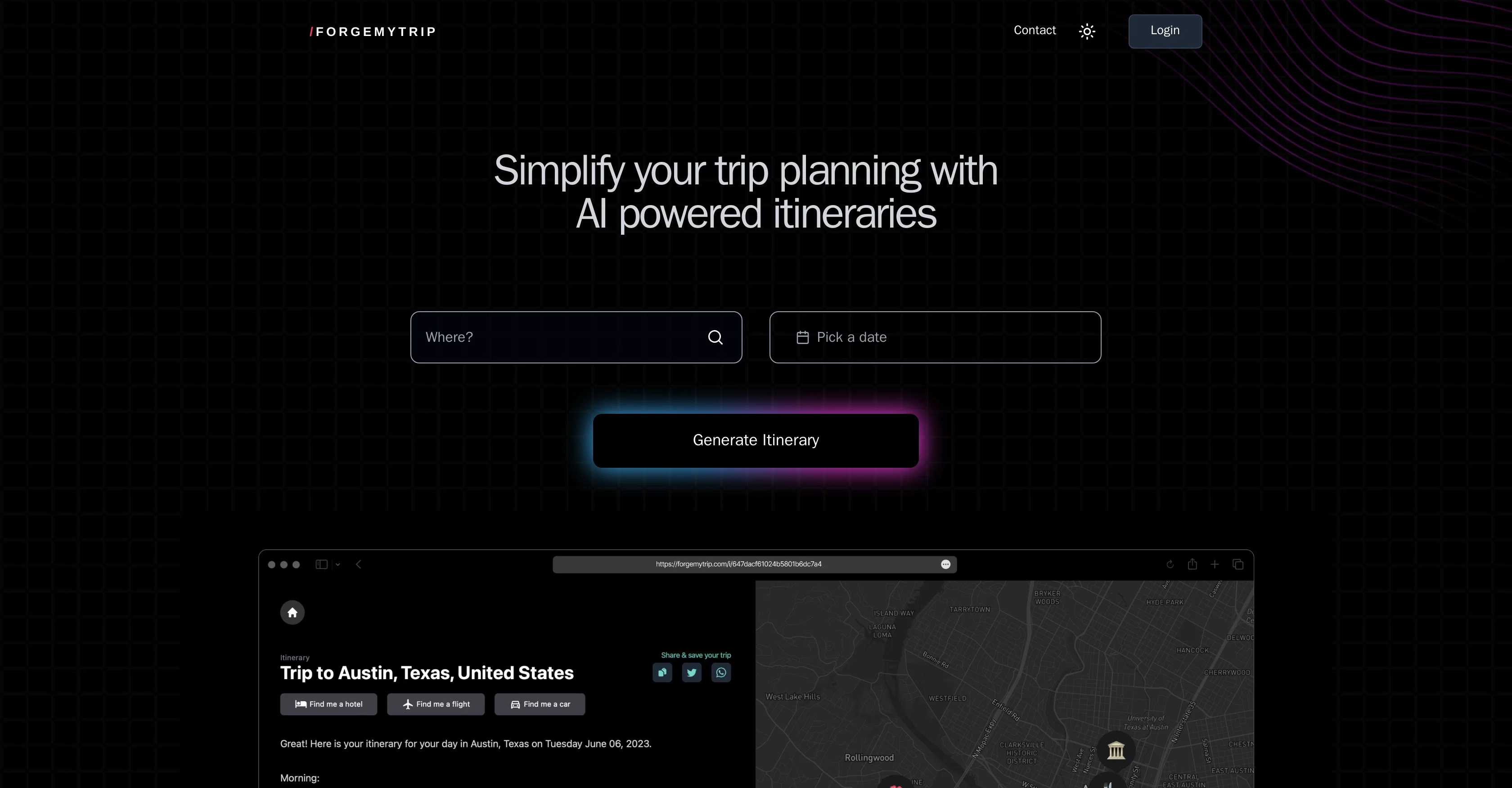 Forgemytrip website